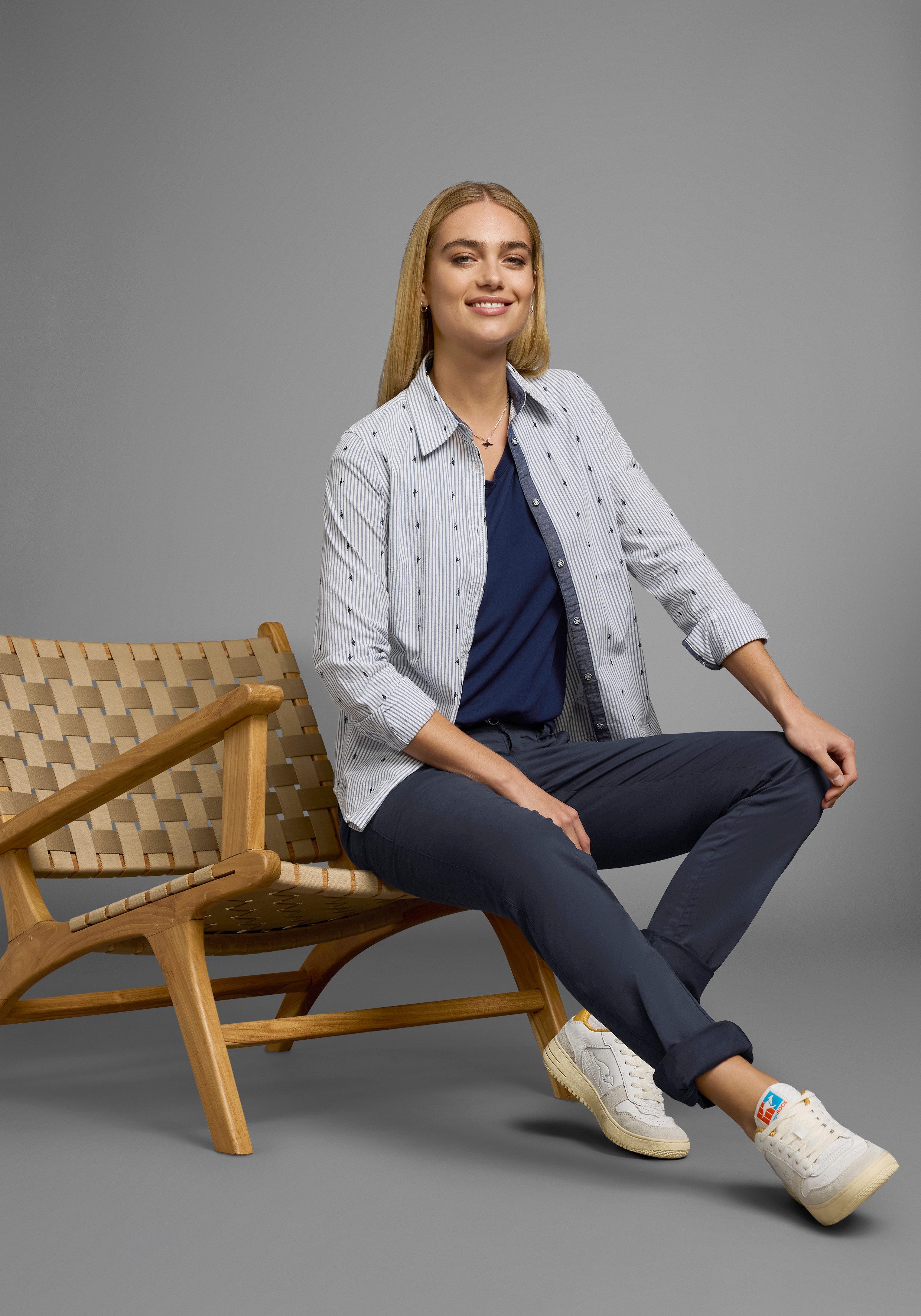 KangaROOS Chino in smal model, met koord te strikken (set, 2-delig, Met riem)
