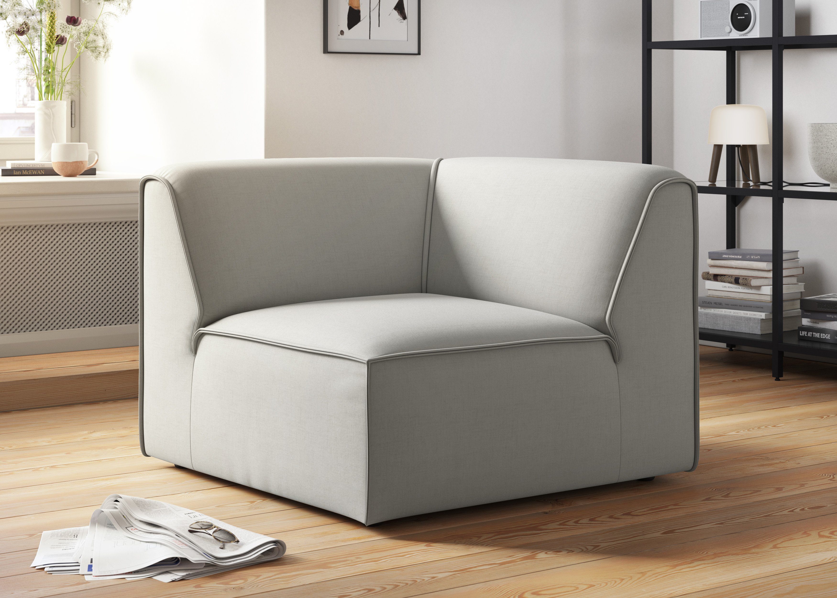 RAUM.ID Bank-hoekelement Merid, sofa-element, afmetingen B/D/H: 97/97/46 cm als module of apart te gebruiken, voor individuele samenstelling