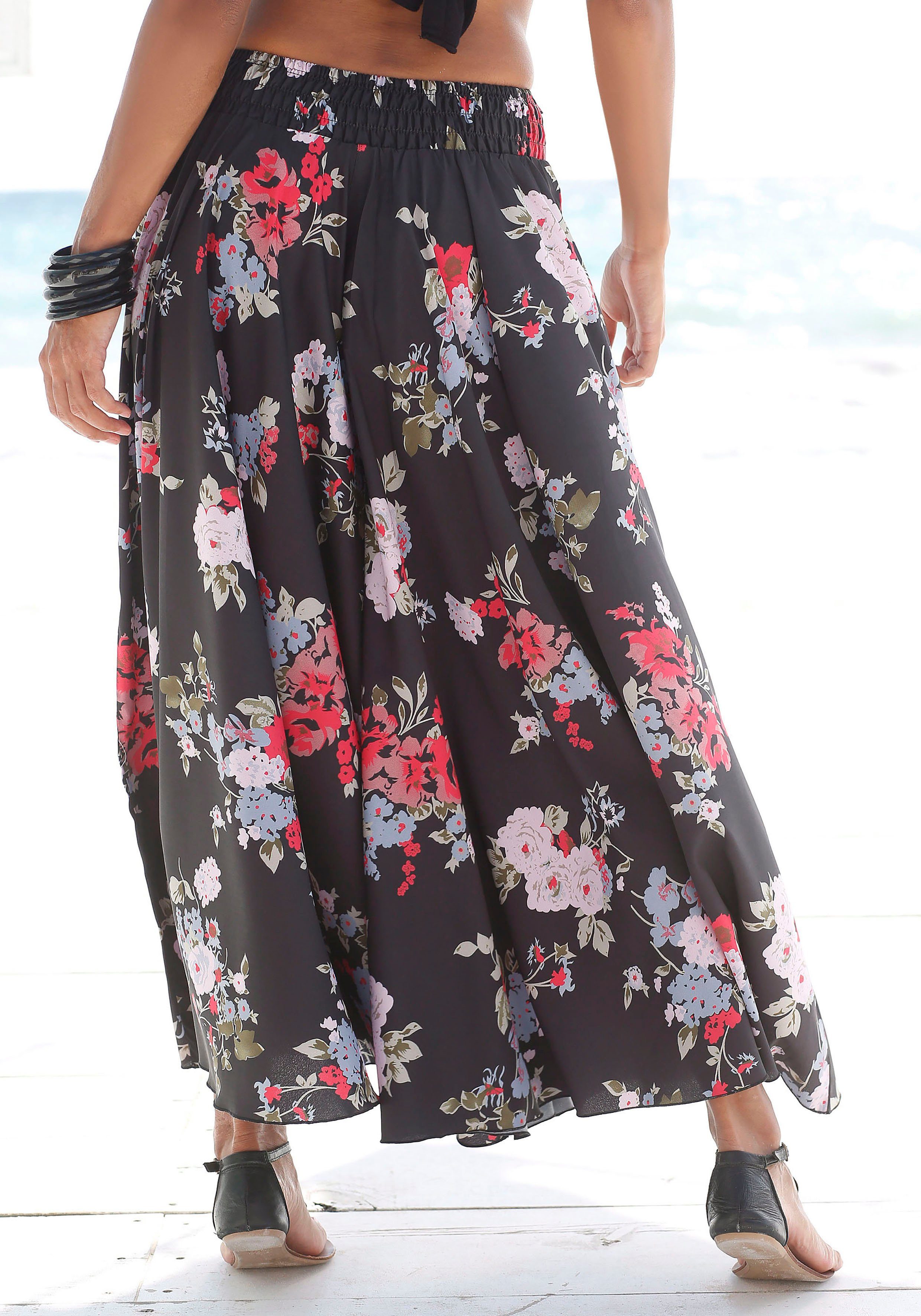 Lascana Broekrok met bloemenprint, culotte stijl, extra wijde pijpen