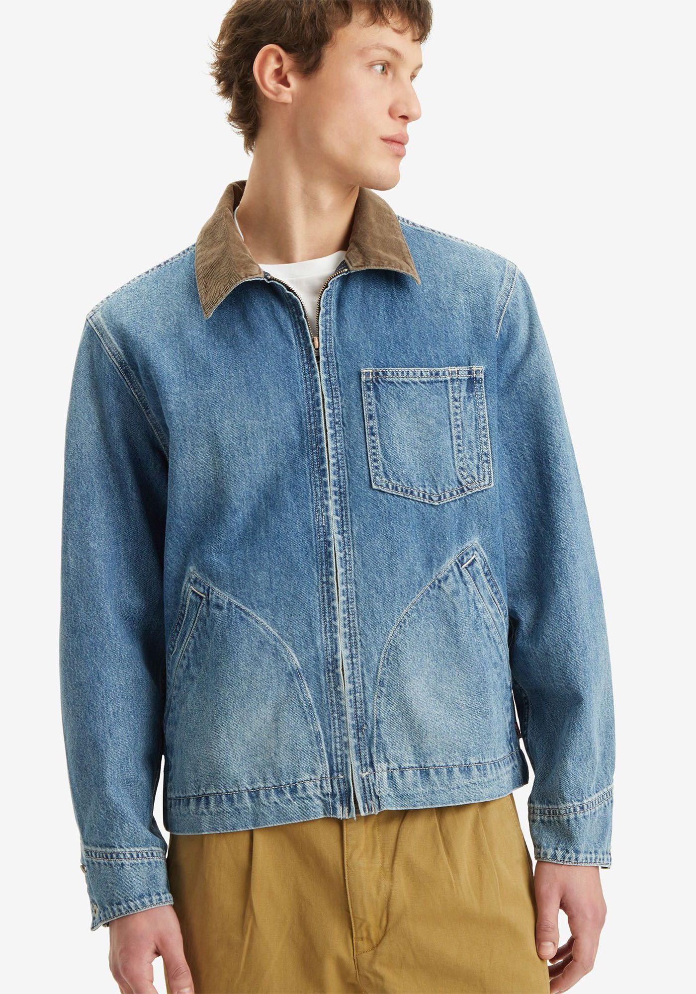 Levi's® Jeansjack FULL ZIP MECHANICS TRKR met rits en kraag met cord-inzet