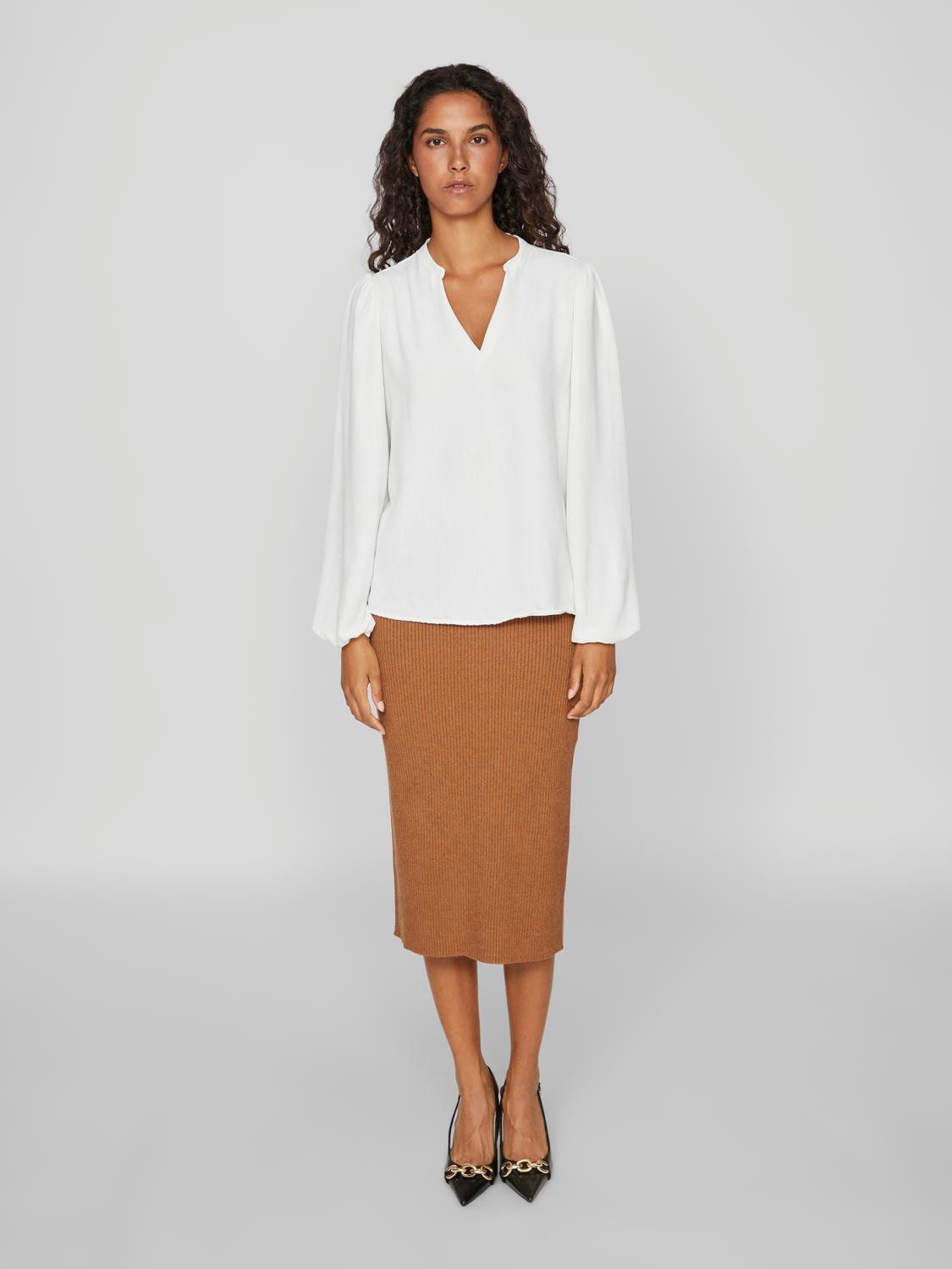 Vila Shirt VIRELLA V-NECK L/S TOP - NOOS