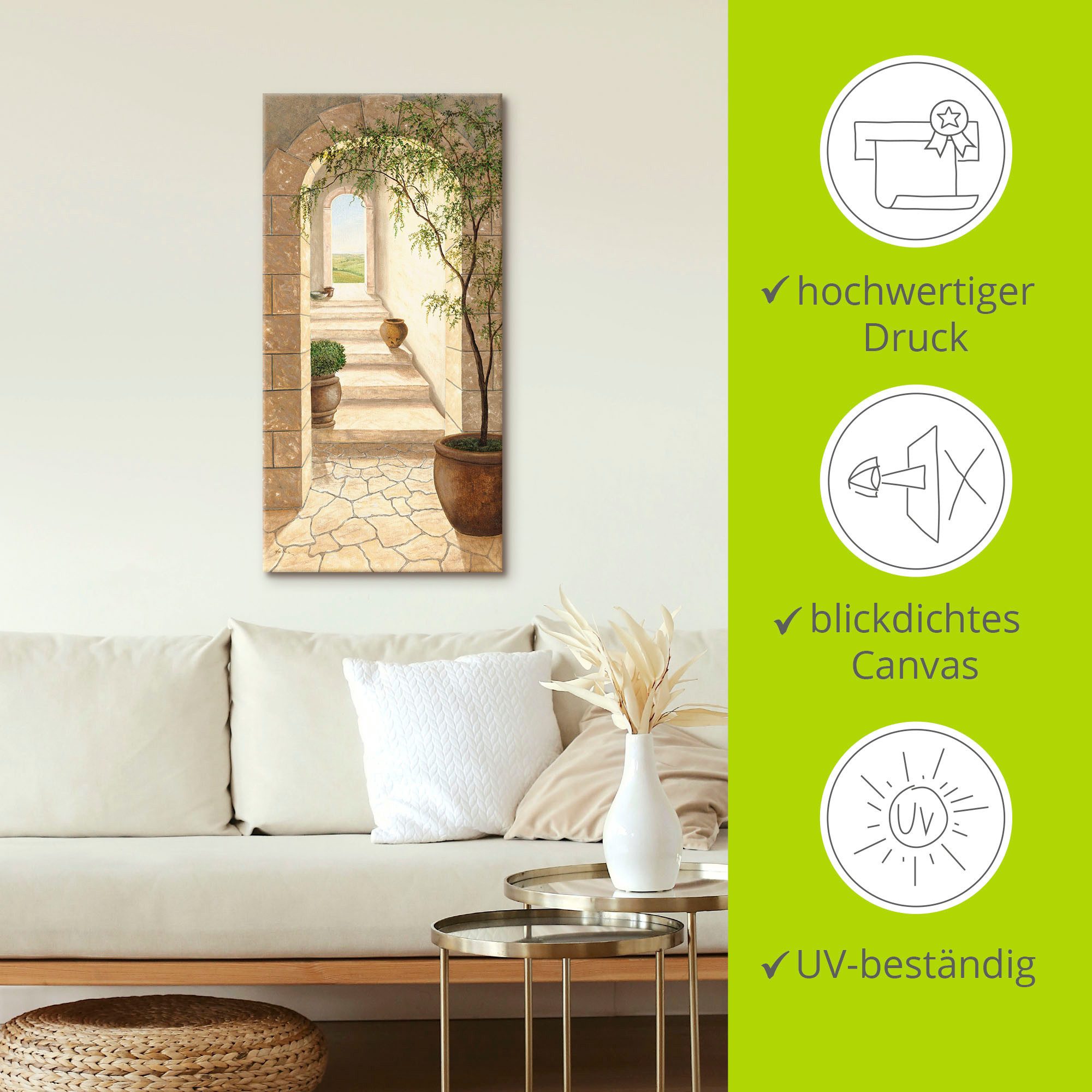 Artland Artprint Toscaanse doorgang als artprint van aluminium, artprint voor buiten, artprint op linnen, poster, muursticker