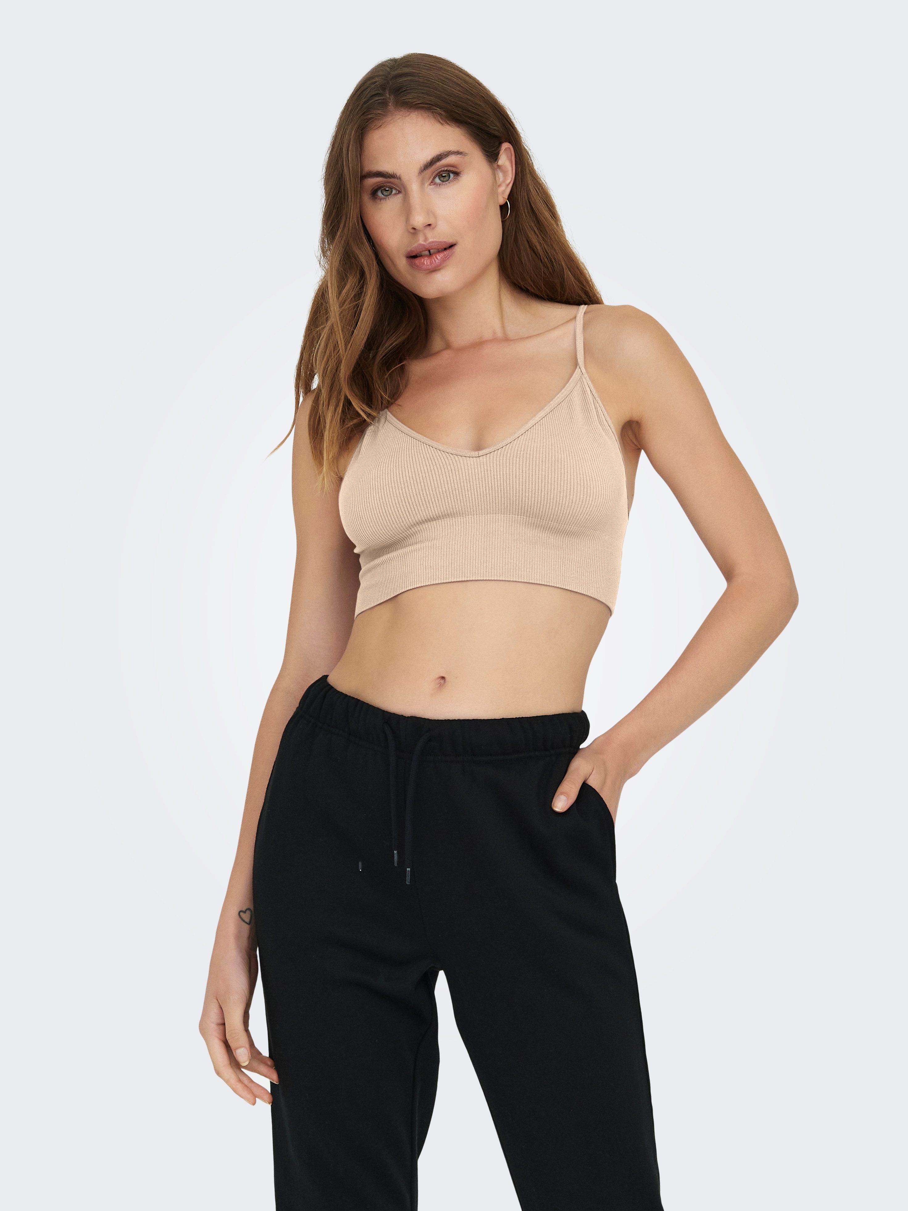Only Bustier ONLVICKY RIB S-L V-NECK 3-PACK TOP NOOS (set, 3-delig)