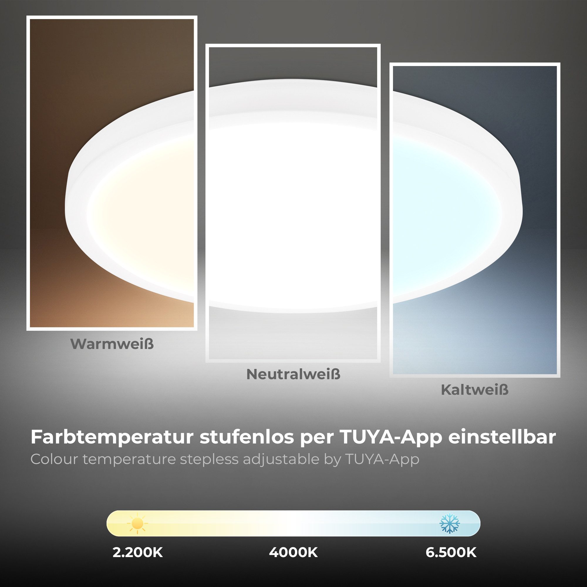B.K.Licht Led-plafondlamp WiFi CCT LED plafondlamp met app-besturing Inclusief nachtlichtfunctie, timerfunctie, geheugenfunctie, kleurwisseling (1 stuk)