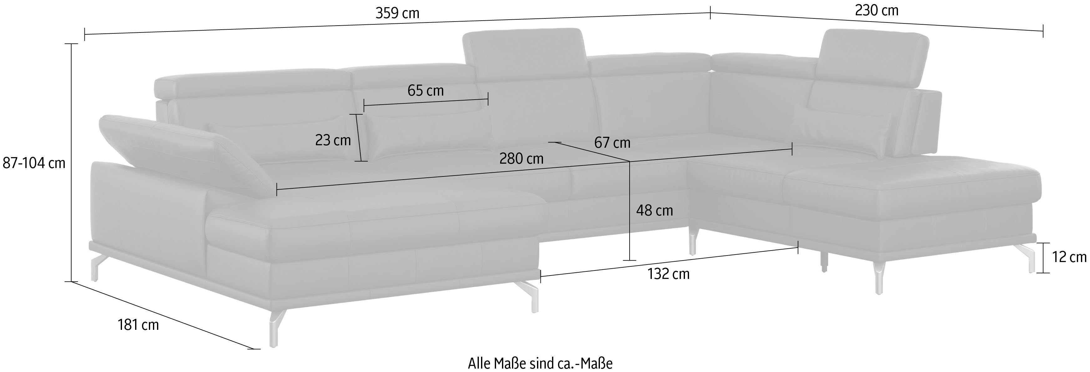 sit&more Zithoek Cabrio U-vorm, met zitdiepteverstelling, arm- en hoofdsteunverstelling