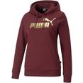 puma hoodie ess+ metallic logo hoodie fl rood