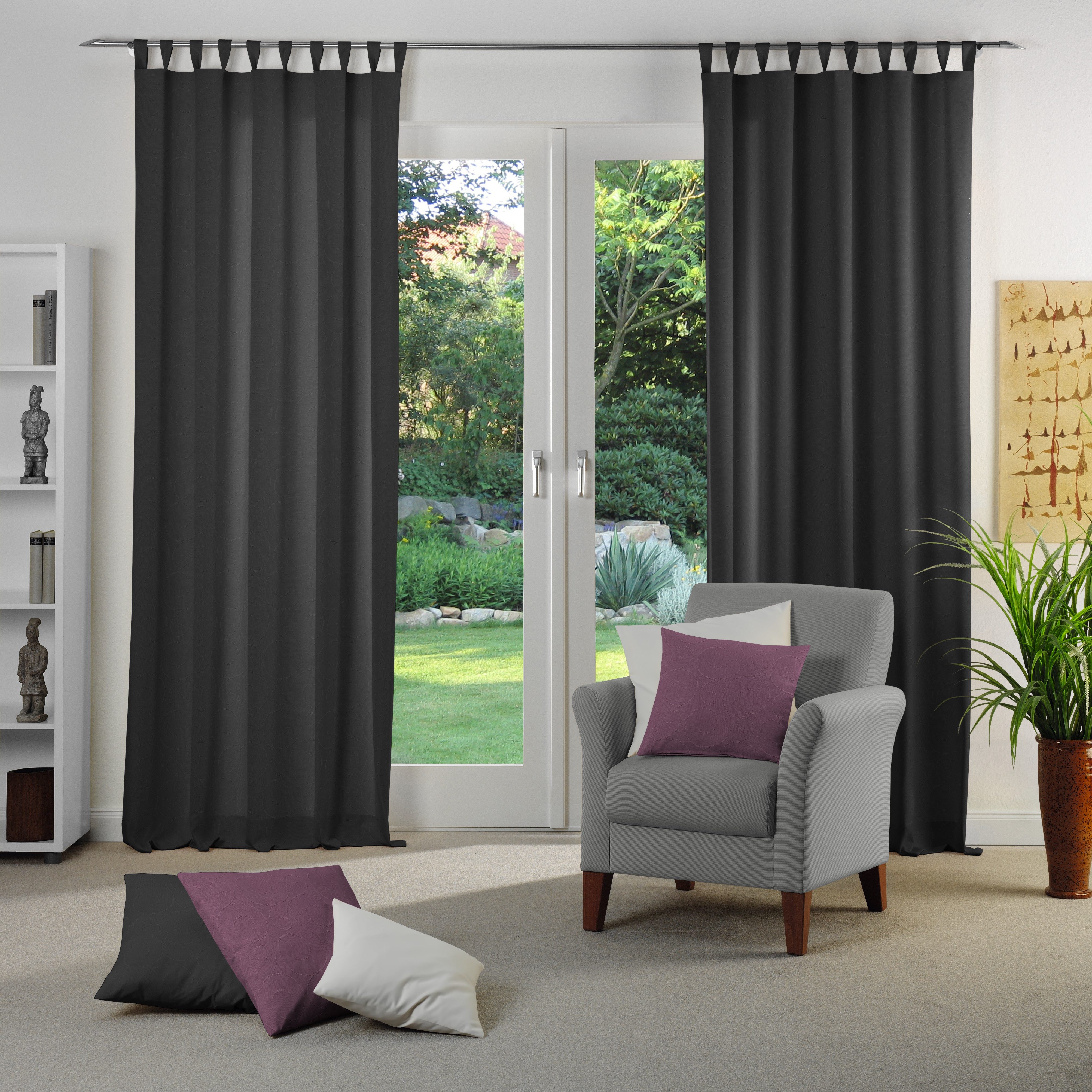Wirth Gordijn Neufahrn (1 stuk) kant & klaar gordijnen maat hxb: 175x135 cm zwart