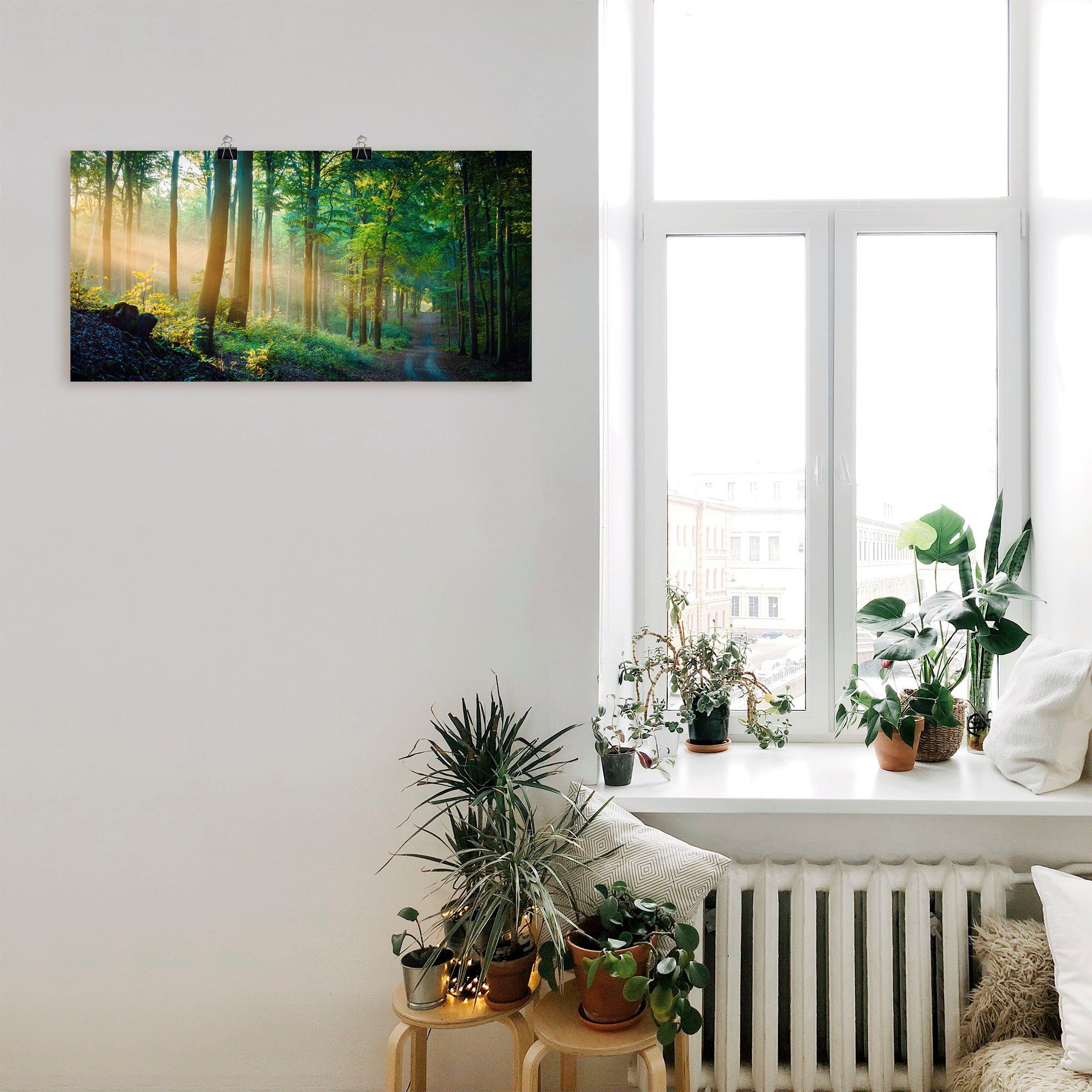 Artland Artprint Herfstmorgen in het bos als artprint van aluminium, artprint voor buiten, artprint op linnen, poster in verschillende maten. maten