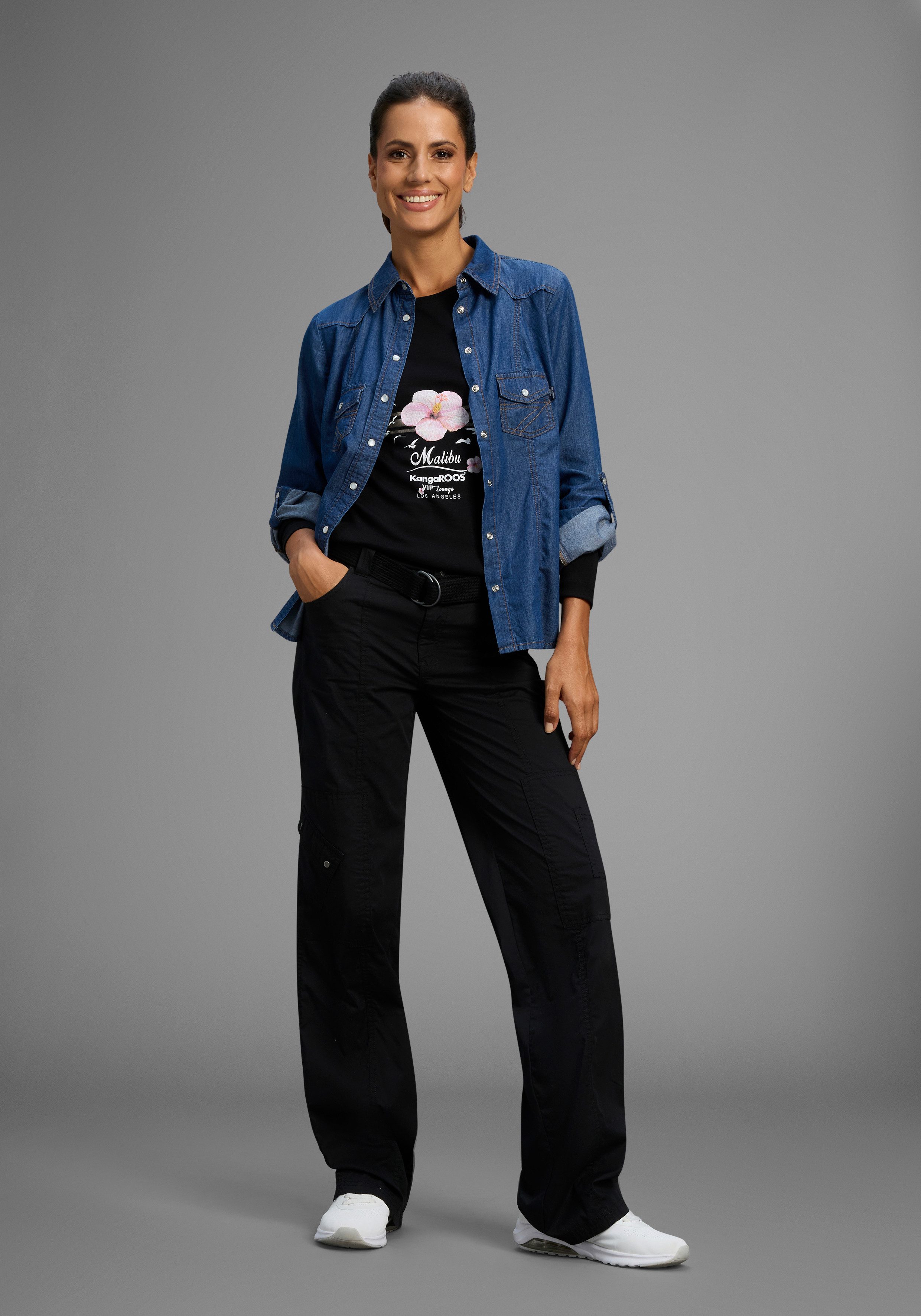 KangaROOS Longsleeve Lange mouwen, zeer figuurvolgende snit, met print