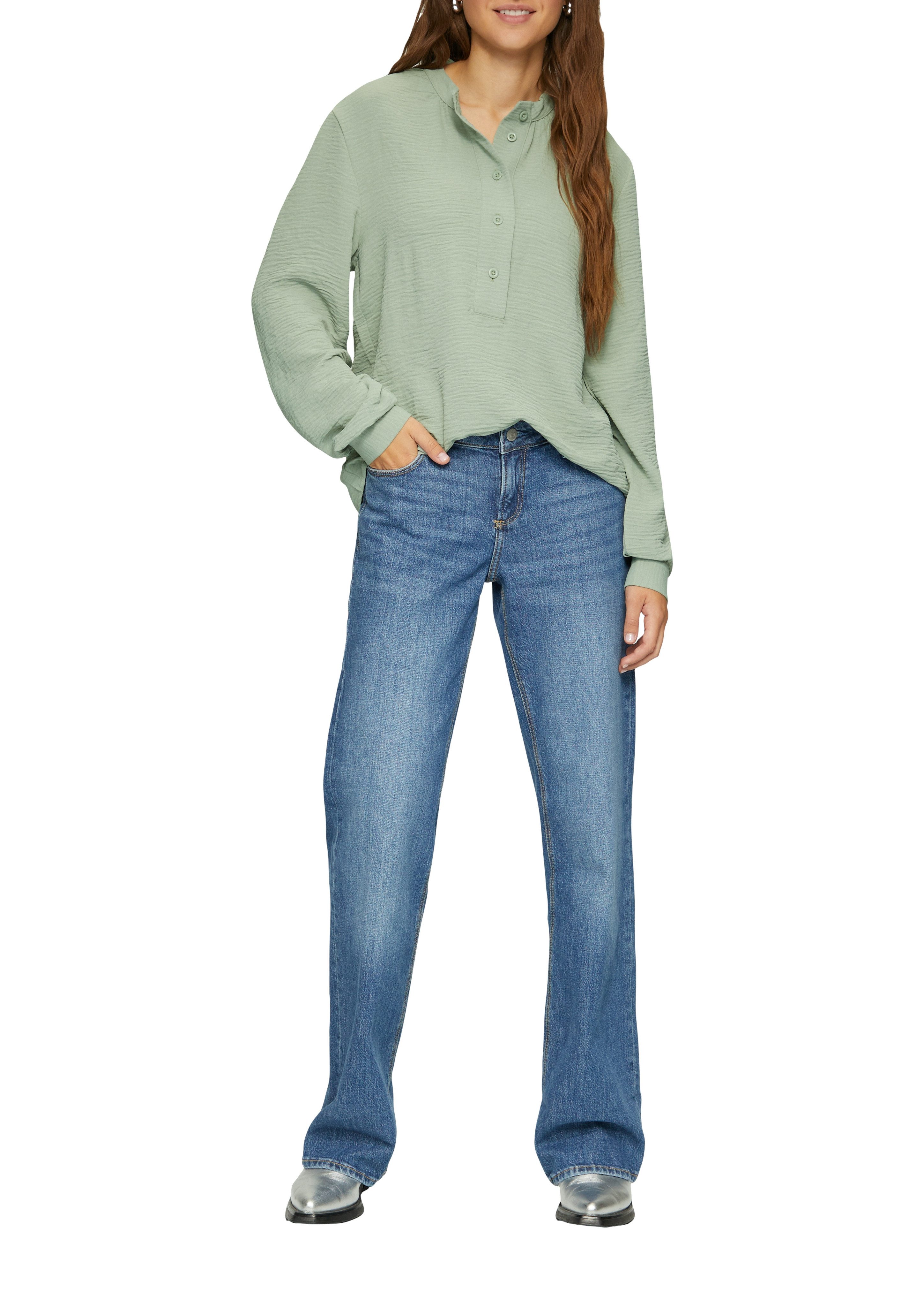 Q S designed by Blouse met lange mouwen met knoopsluiting