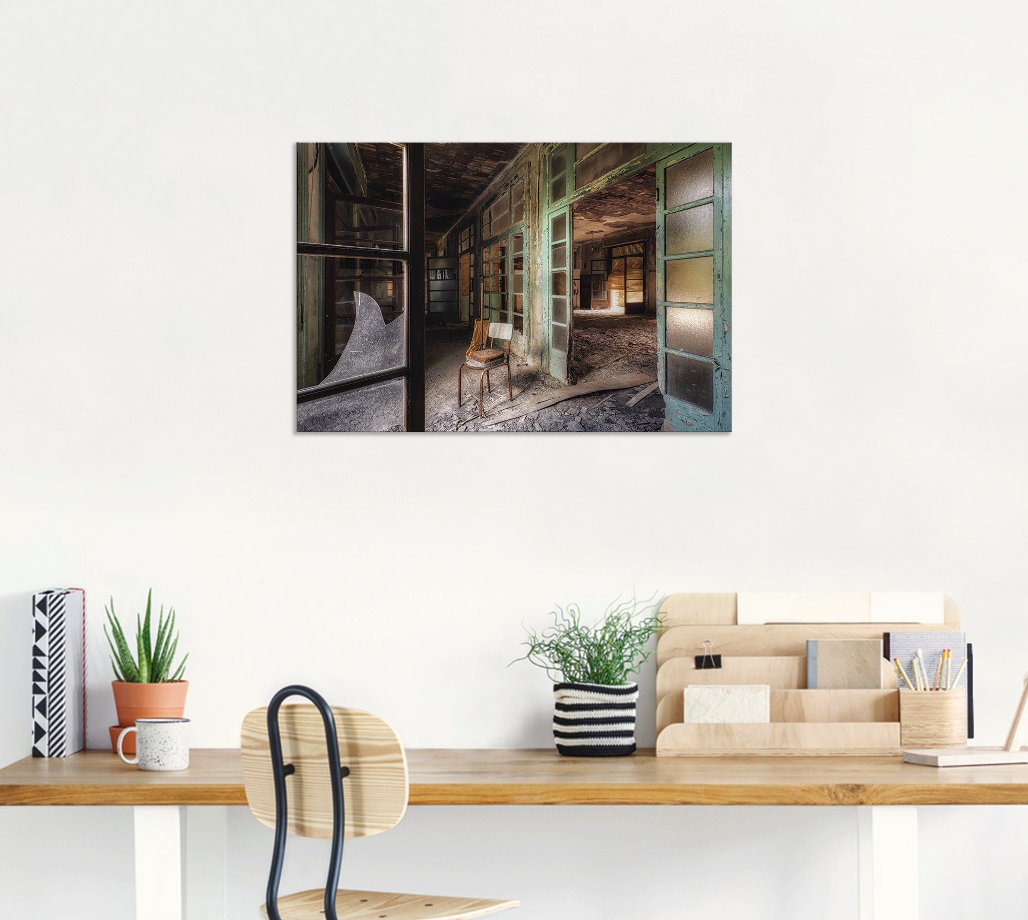 Artland Artprint Lost Place - stoel - verlaten plaatsen als artprint van aluminium, artprint voor buiten, artprint op linnen, poster in verschillende maten. maten
