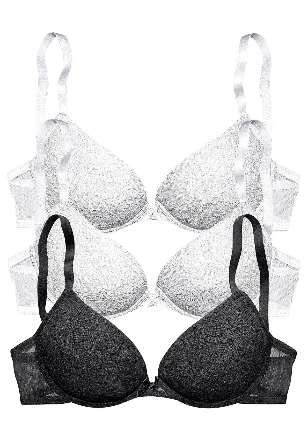 Petite fleur Push-up-bh met beugel en uitneembare vullingen, dessous (Set van 3)