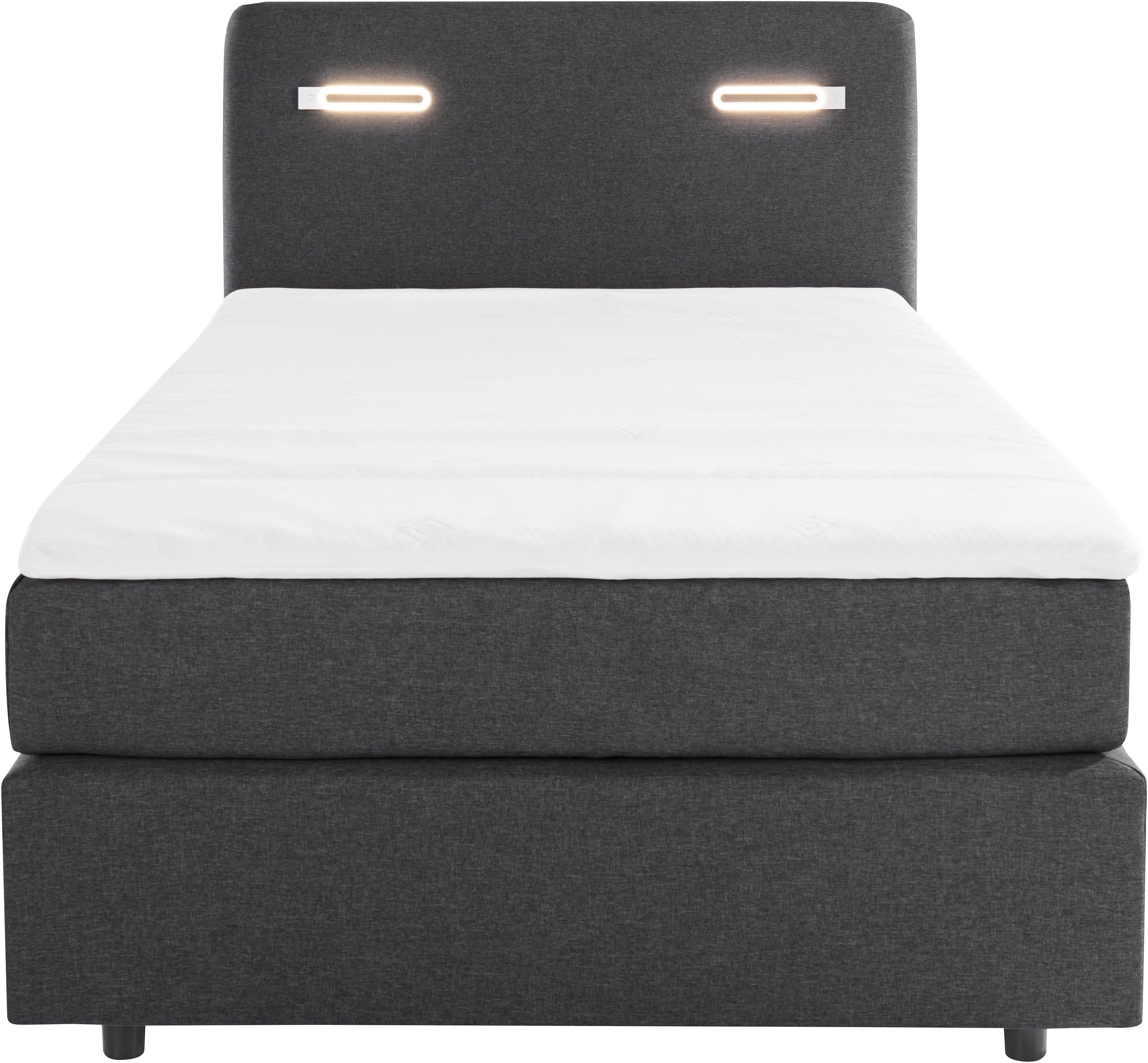 INOSIGN Boxspring Luan Laden, ledverlichting en topmatras, in breedte 120 cm en 180 cm