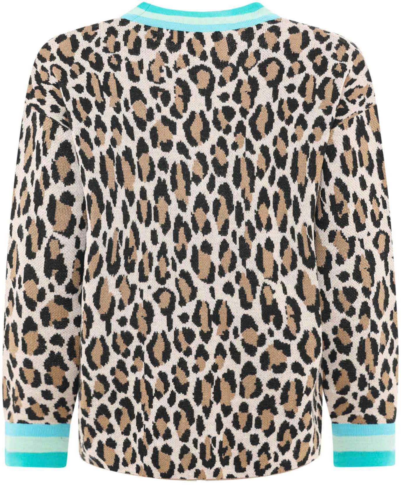 Zwillingsherz Cardigan Leo-strepen met knoopsluiting, wolpercentage en afgezette boorden