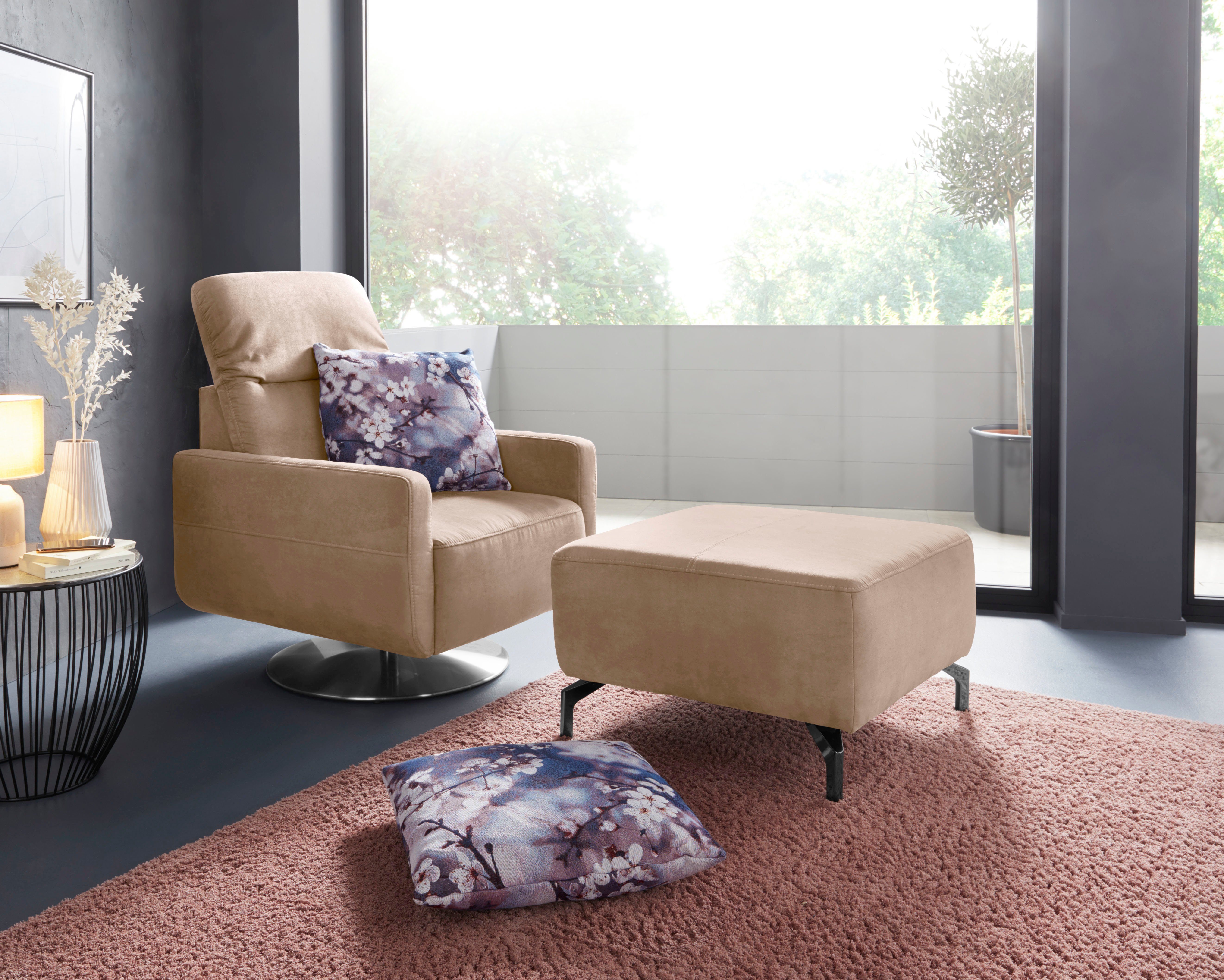 sit&more Draaibare fauteuil GIZEH met verstelbare hoofdsteun, met binnenvering