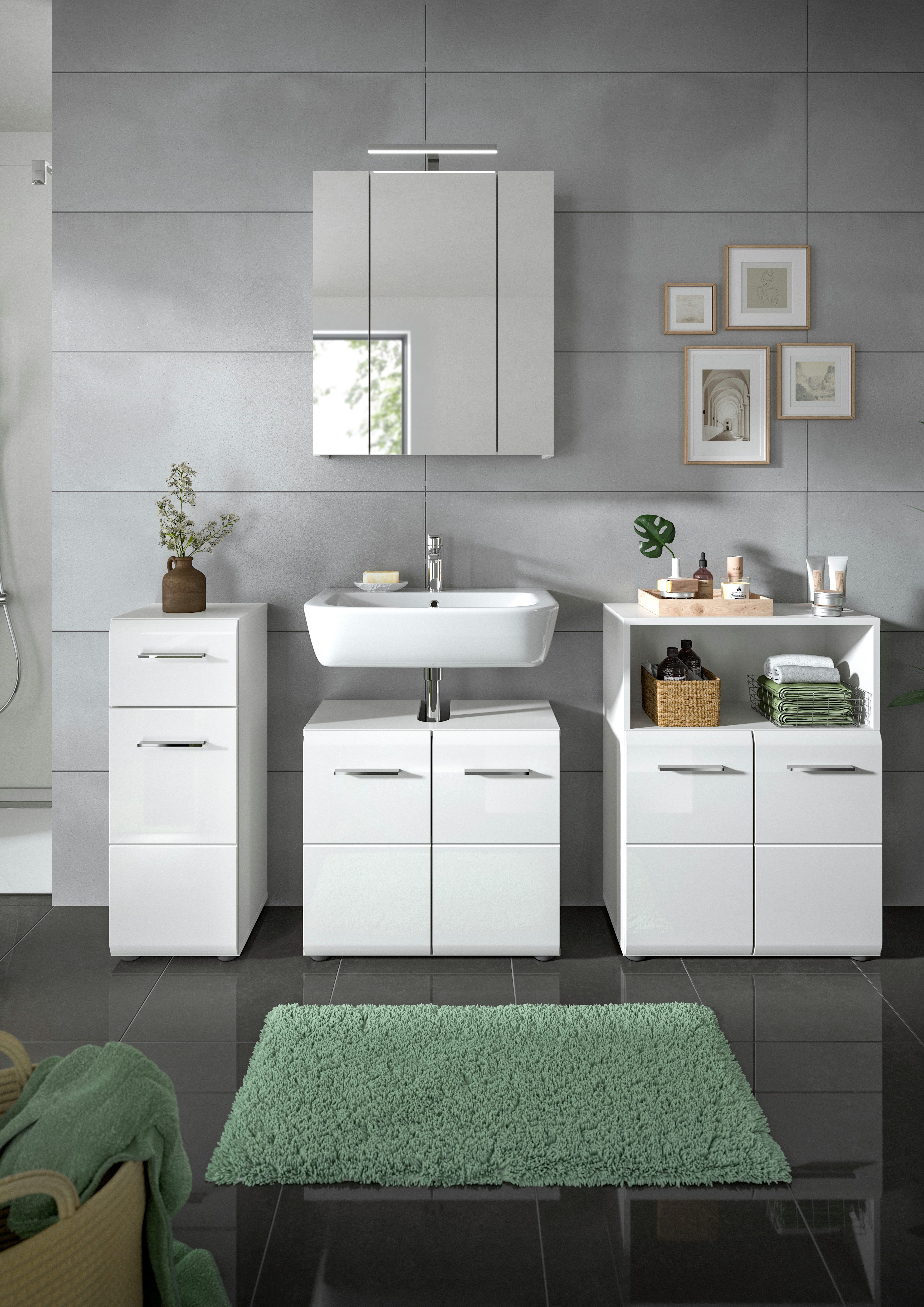 INOSIGN Onderkast FLORENZ, TOPSELLER!, Hoogte 80 cm, 1 deur, 1 lade Deuraanslag verwisselbaar, hoogwaardige MDF front, badkamerkast, bad