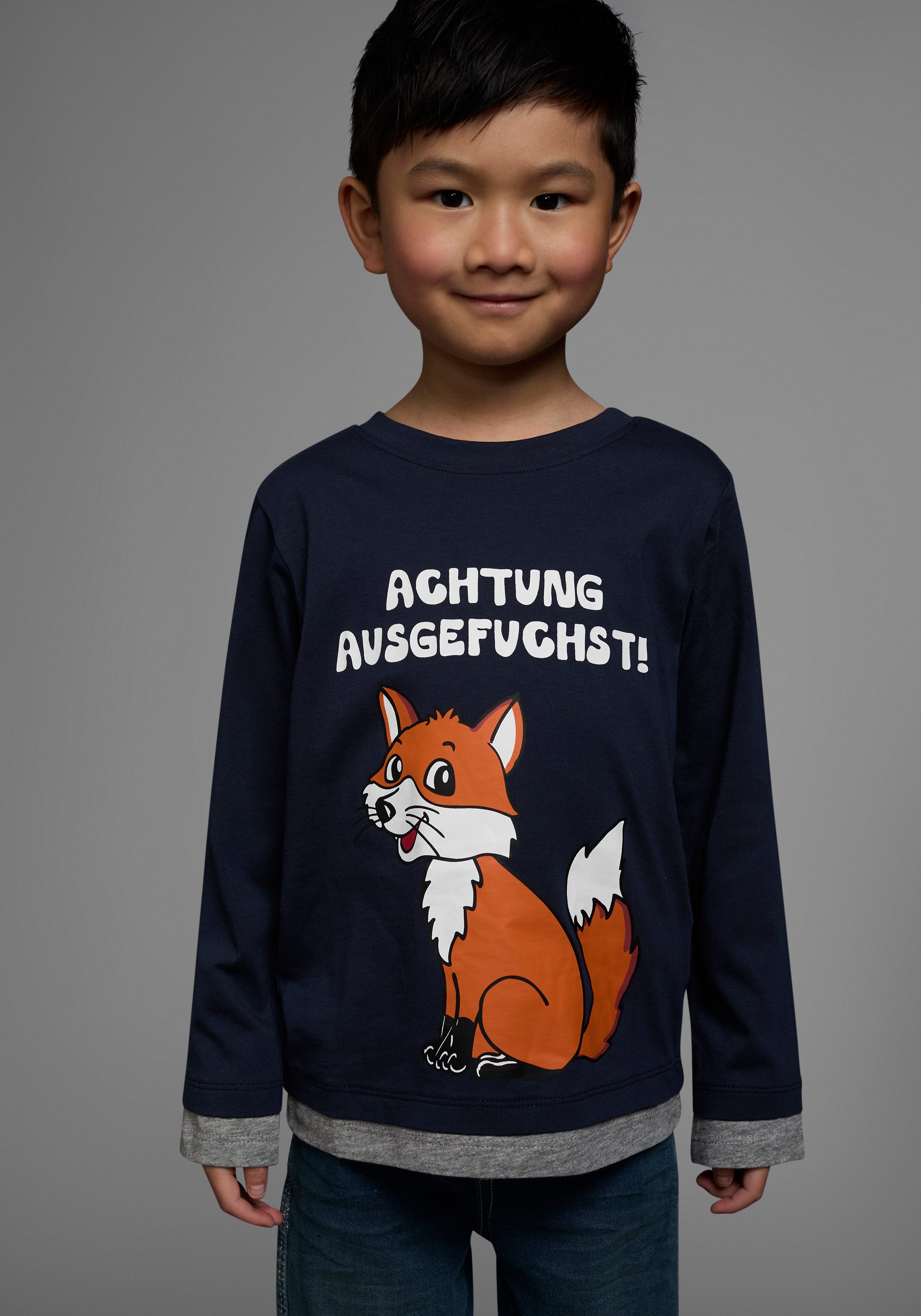 KIDSWORLD Shirt met lange mouwen Let op knutselwerk jongens shirts met lange mouwen maat 140/146 blauw
