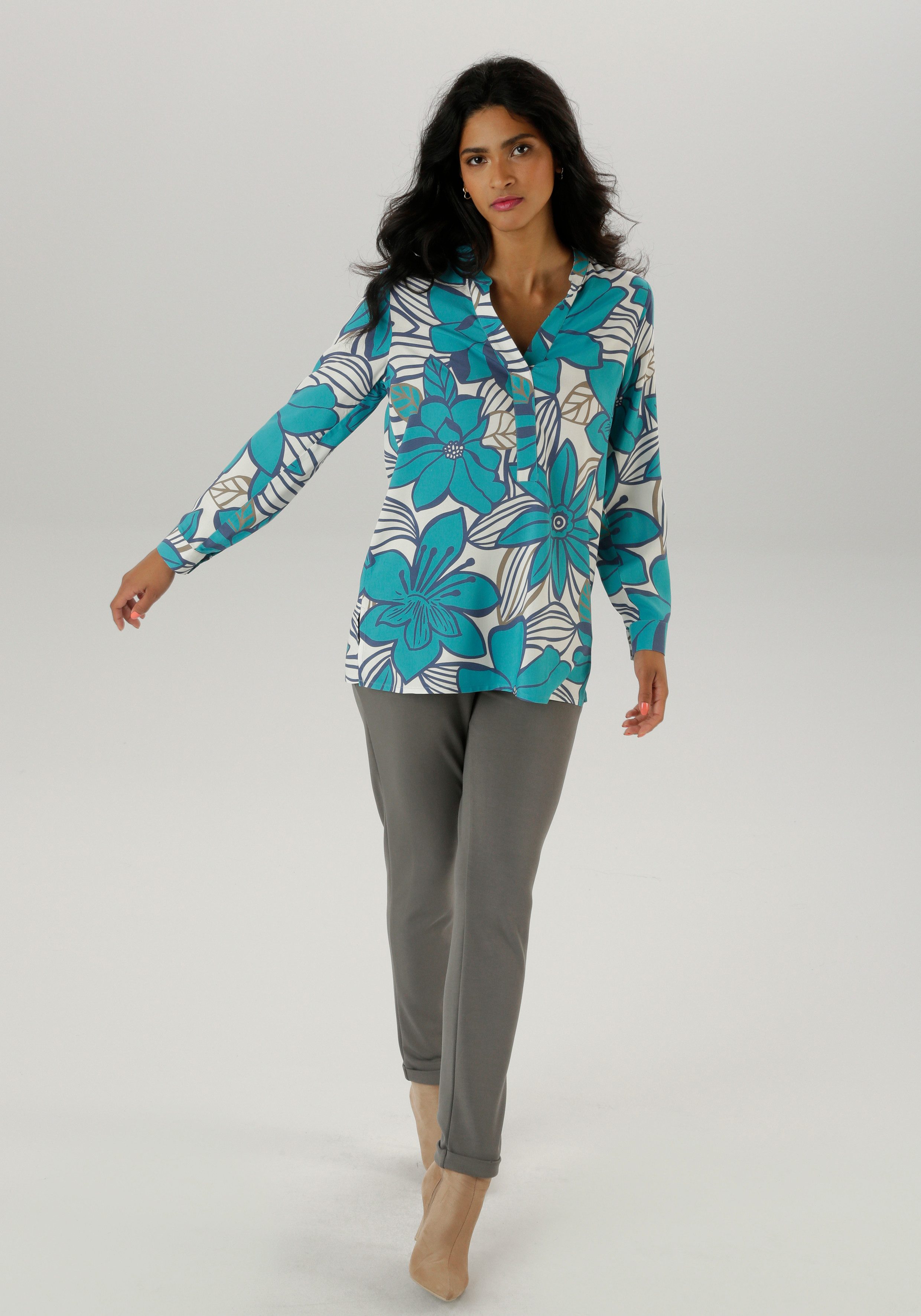 Aniston SELECTED Blouse zonder sluiting met schilderachtig bloemenprint - nieuwe collectie