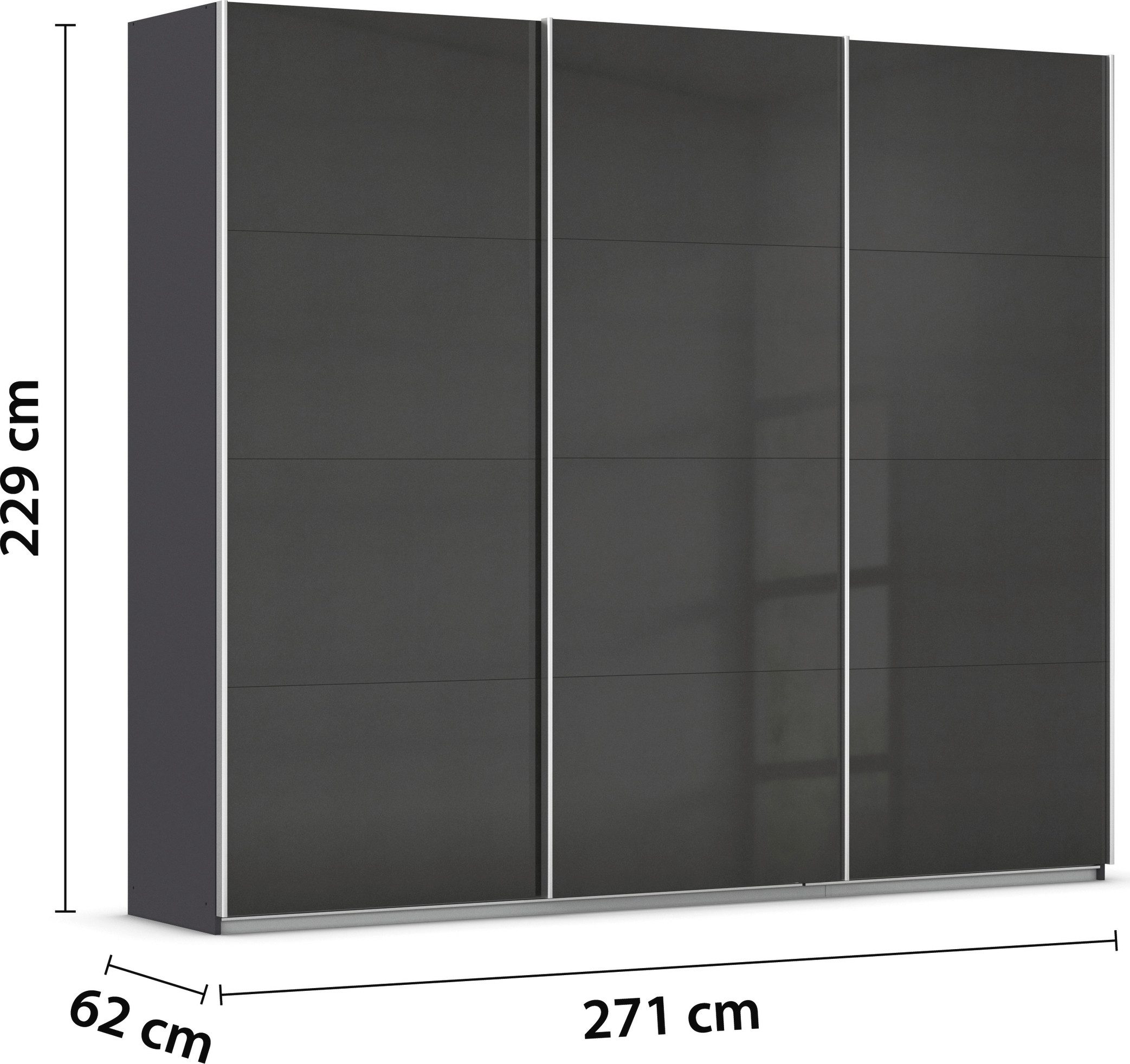rauch Schuifdeurkast Kledingkast kast garderobe AGORDO met decor- of hoogglansfront doordachte binnenuitrusting, in 4 breedtes en 2 hoogtes made in germany