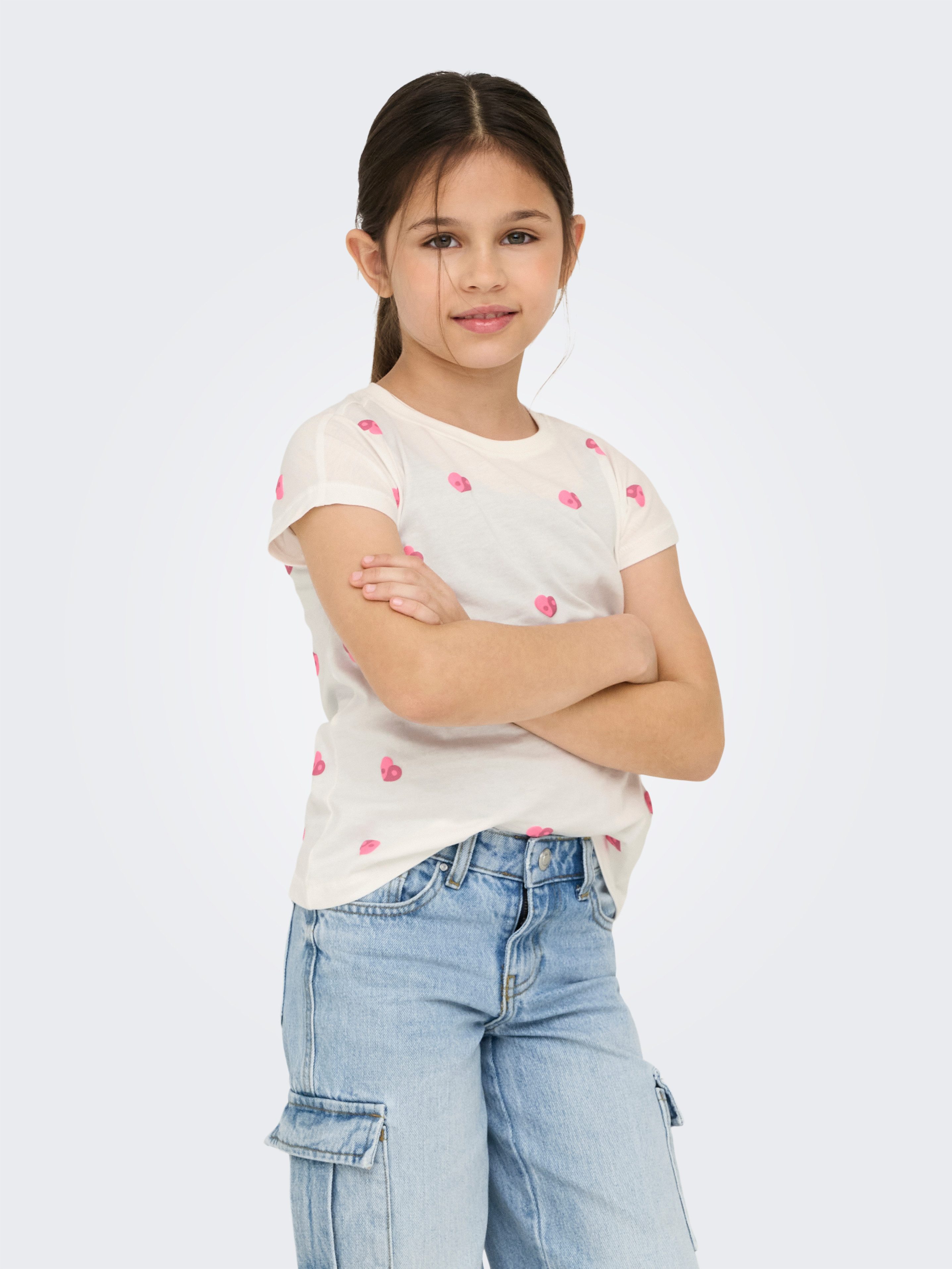 KIDS ONLY T-shirt KOGSWET LIFE SS PRINT TOP JRS meisjes t-shirts maat 122 (128) wit