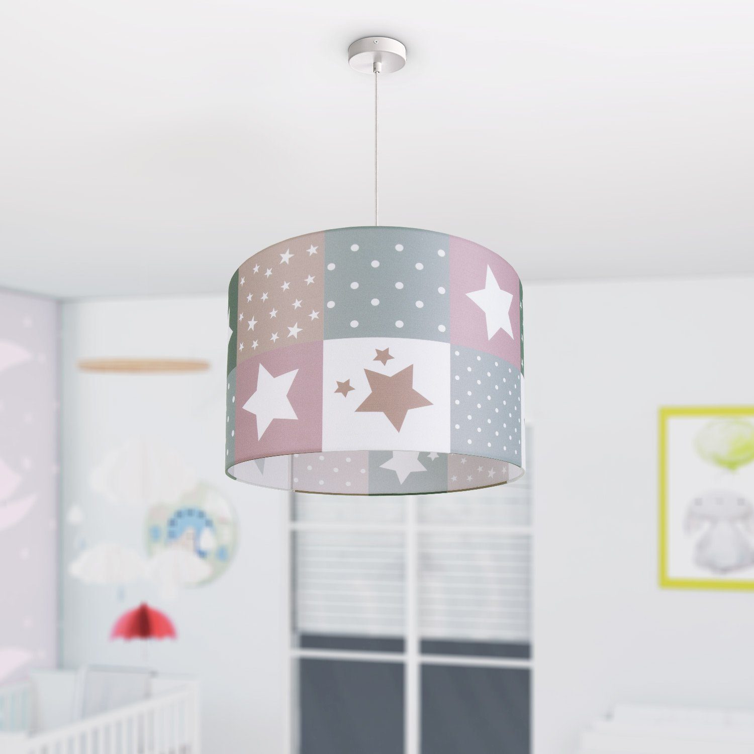 Paco Home Hanglamp Cosmo 345 Kinderlamp plafondlamp LED kinderkamer lamp sterren-motief E27