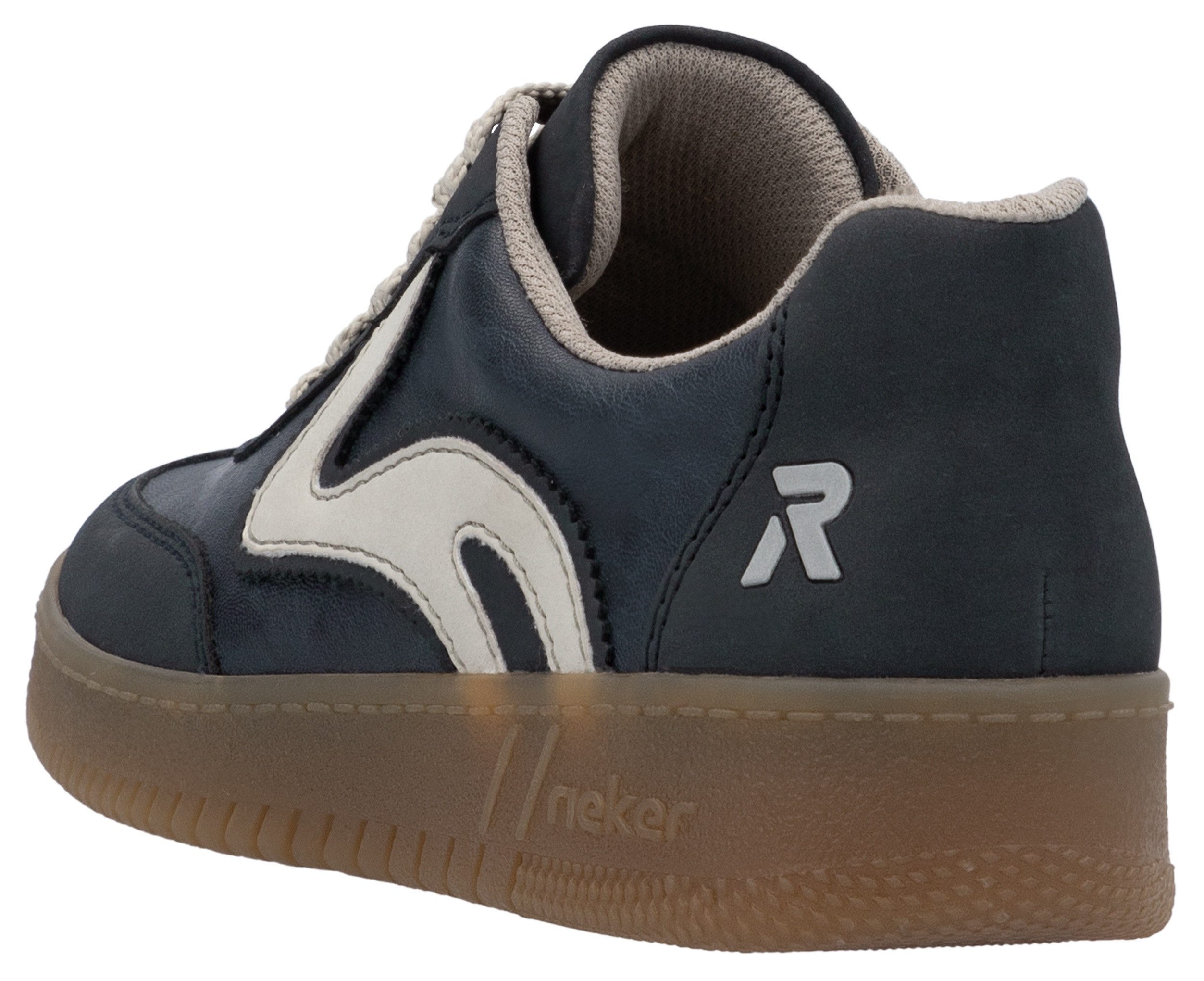 RIEKER Sport Plateausneakers vrijetijdsschoen, lage schoen, veterschoen in vegan uitvoering