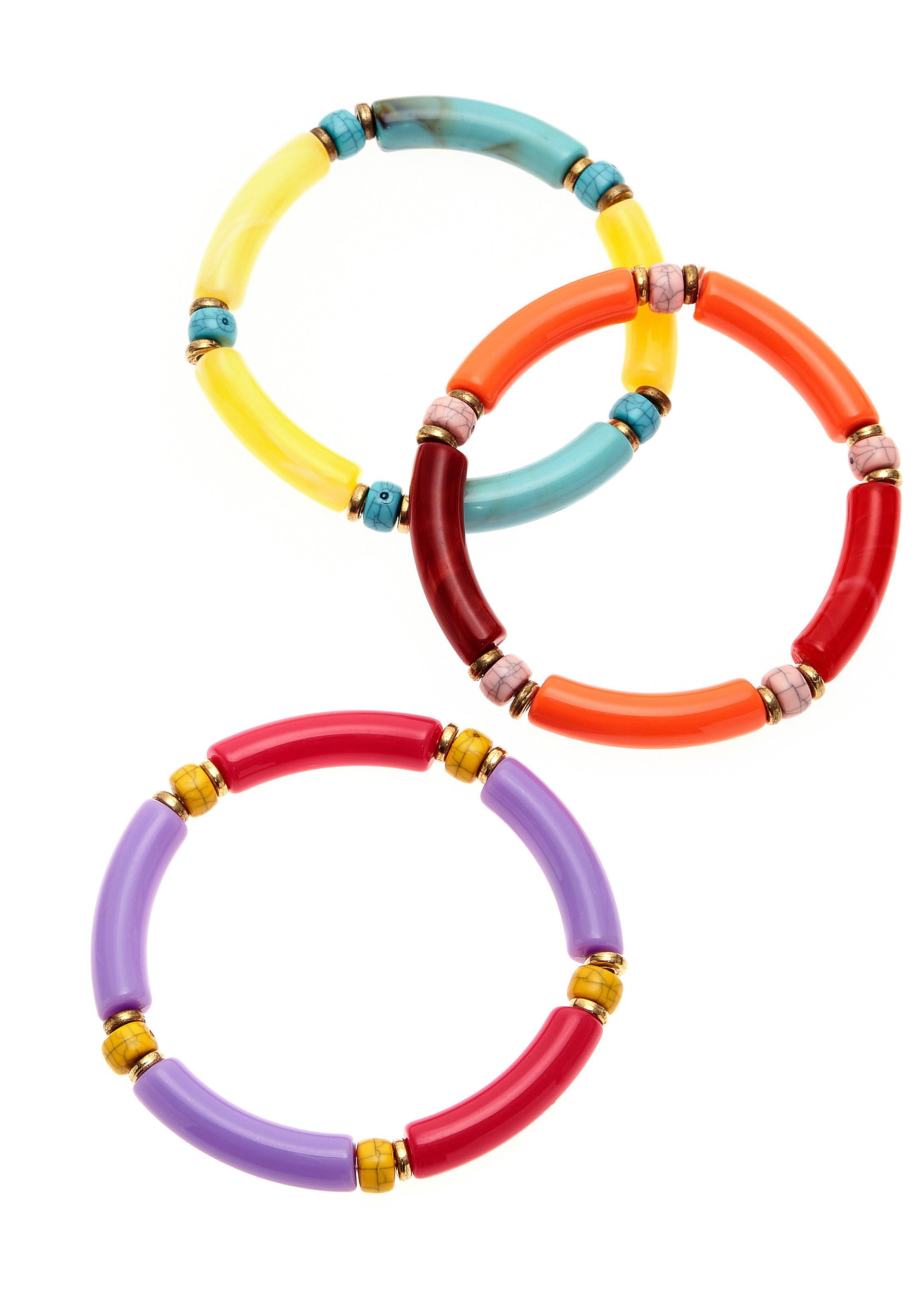 Lascana Armbandset elastische armbanden set in kleurrijke variatie (set 3-delig)