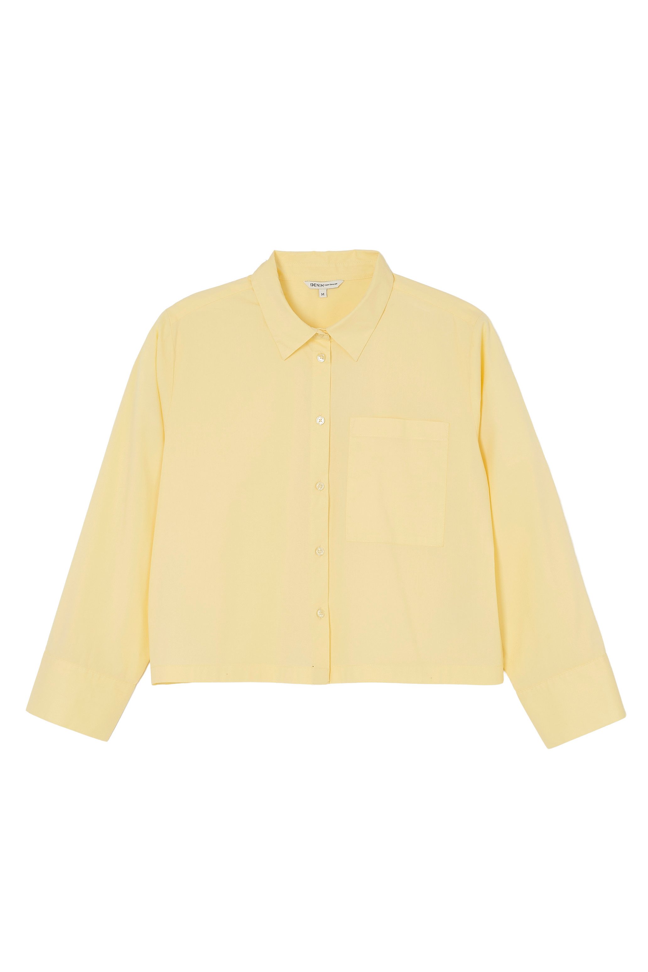 Tom Tailor Denim Overhemdblouse met kellerplooi in oversized-look en extra kort