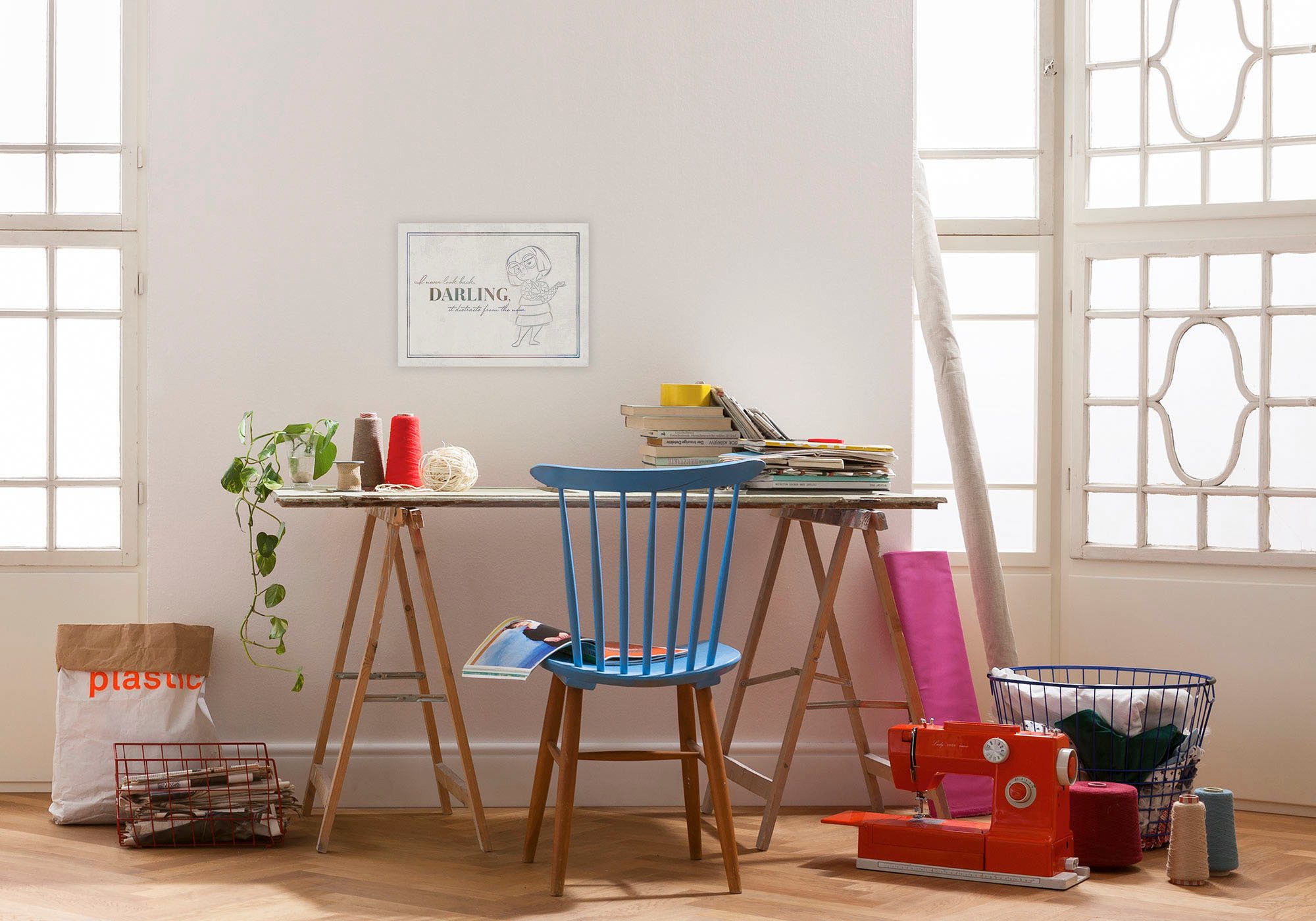 Komar Artprint op linnen Edna Here and now - Afmeting 30 x 40 cm Canvasdoek met echt houten frame, kinderkamer (1 stuk)