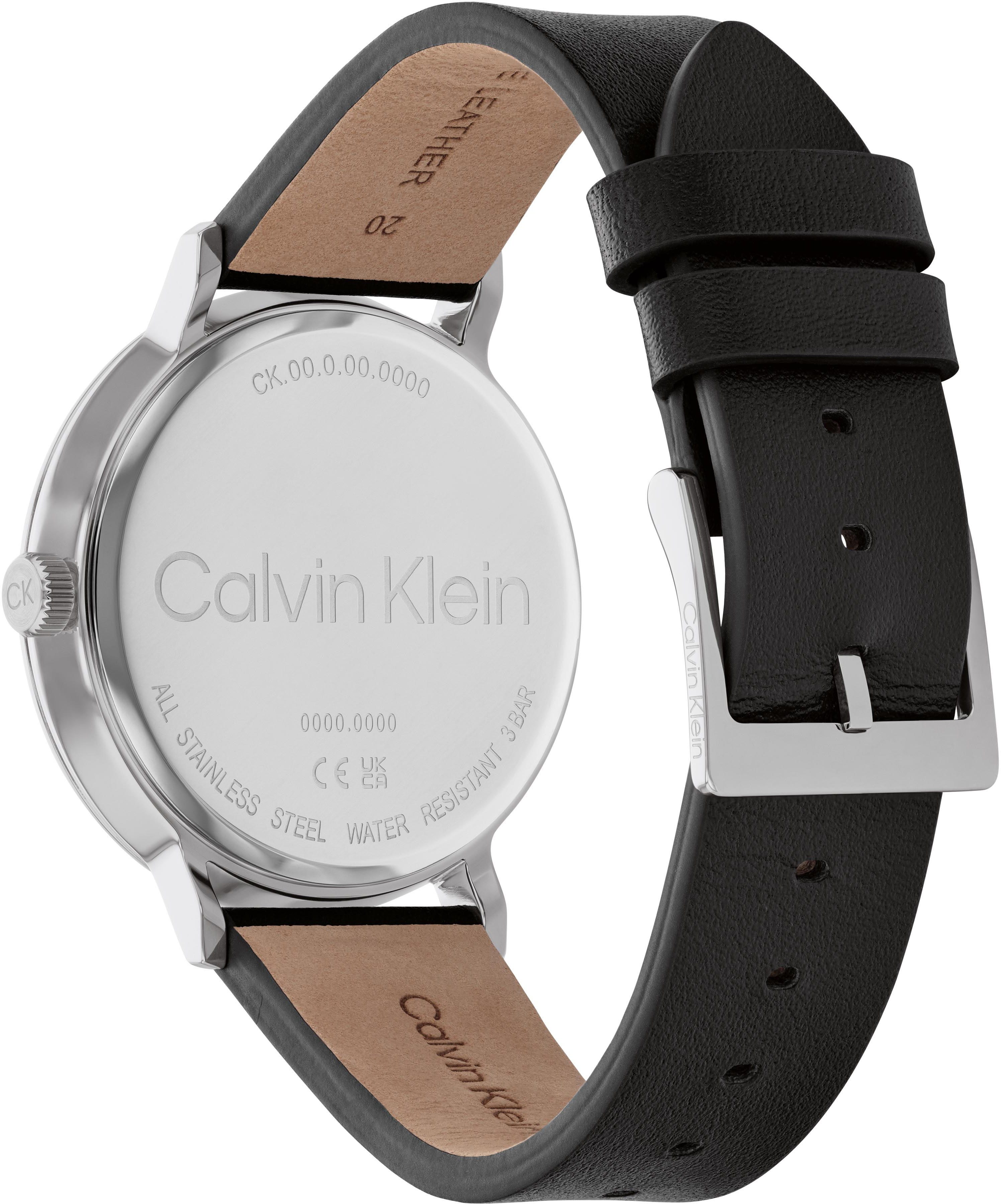 Calvin Klein Kwartshorloge Modern Polshorloge, herenhorloge, leren band, mineraalglas, analoog