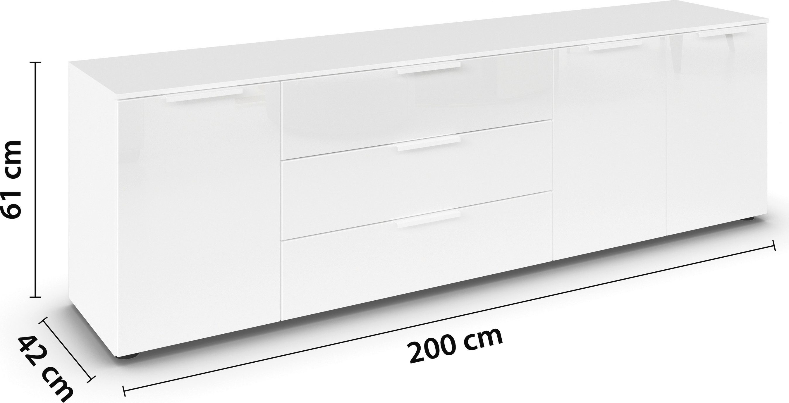 rauch Kast met laden en deuren Commode deurkast sideboard combikast FLIPP met glasfront