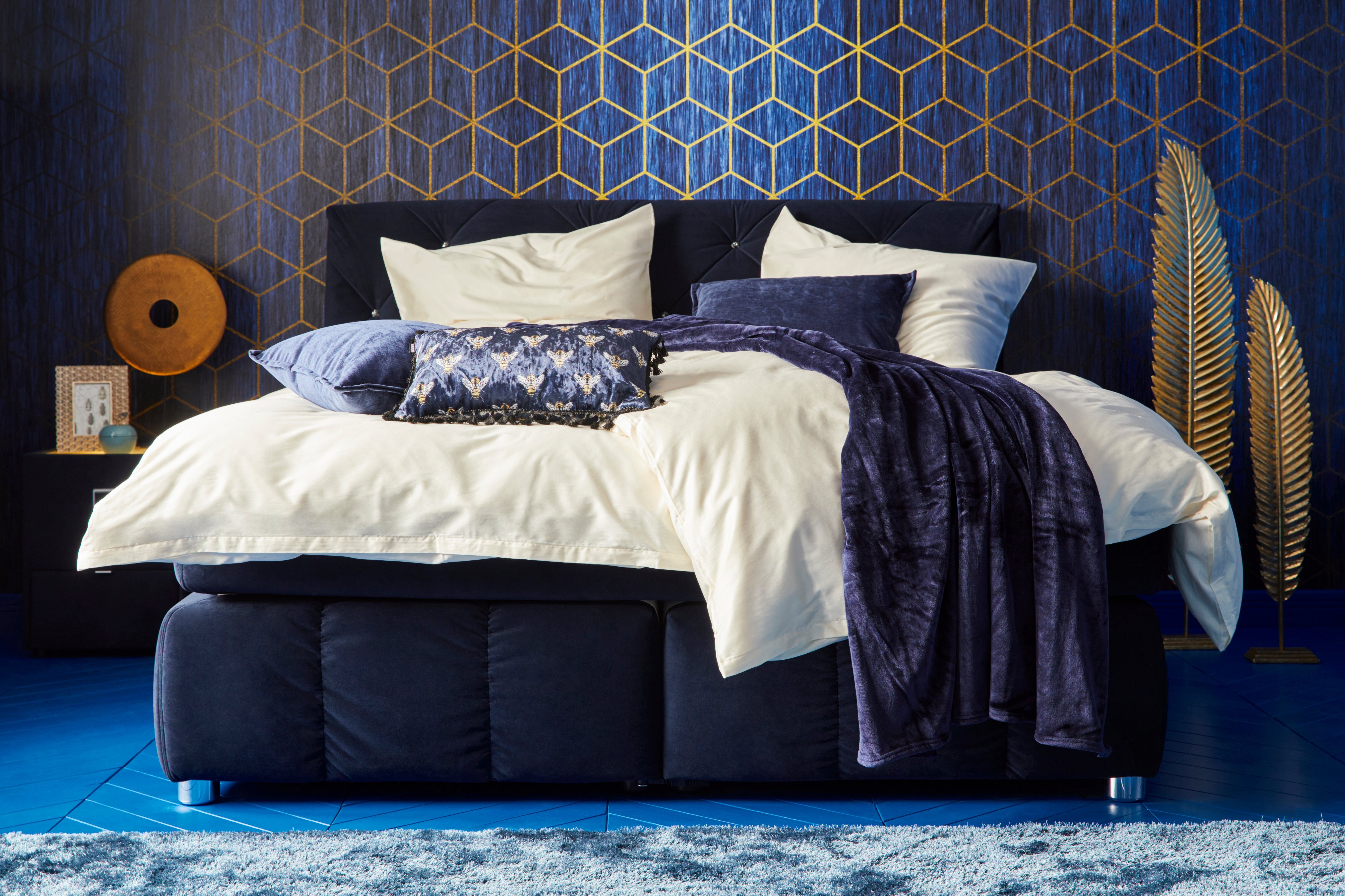 Jockenhöfer Gruppe Boxspring Bella te bestellen in 140 & 18 cm breedte met topmatras van koudschuim en rookglas-stenen