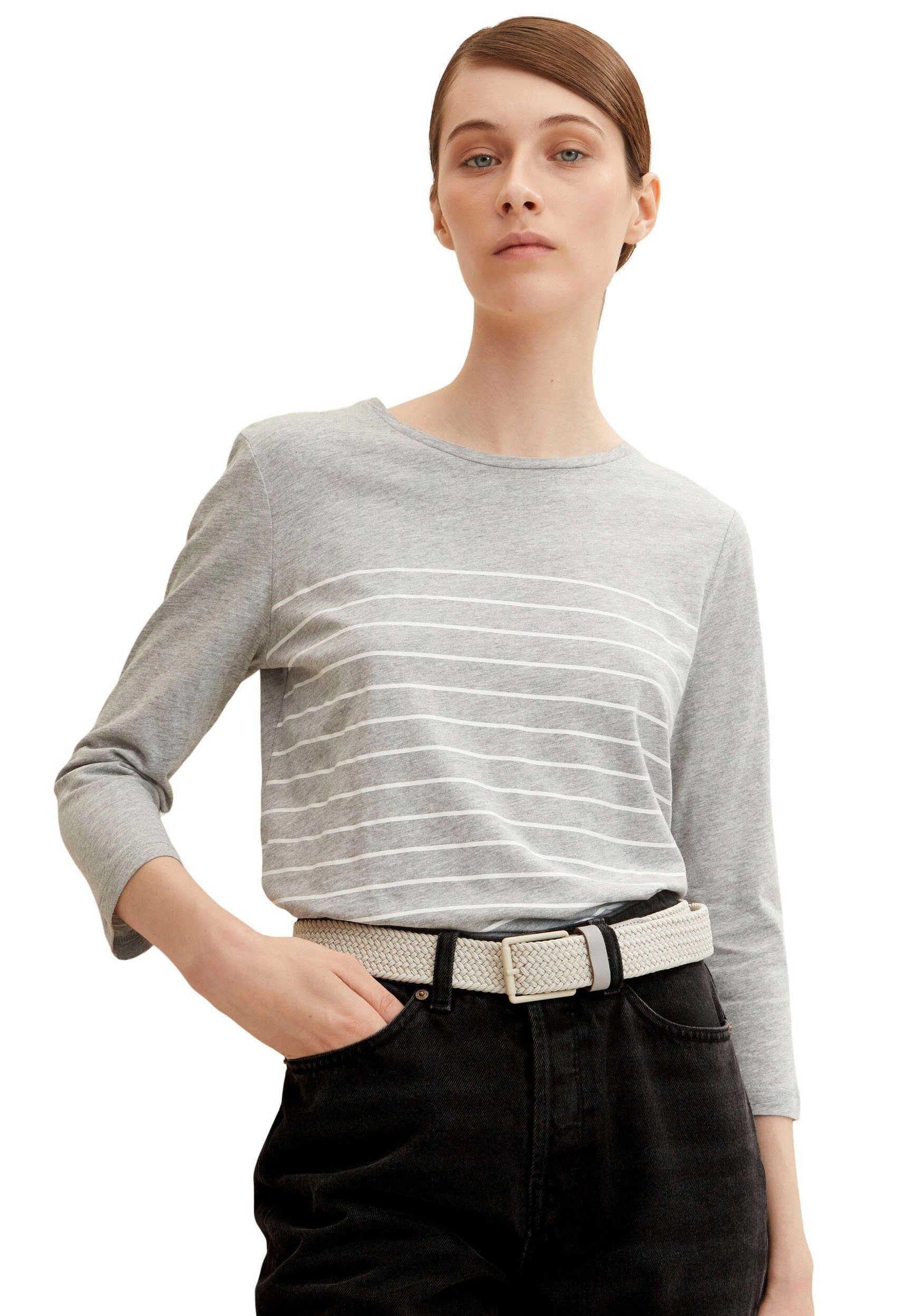 Tom Tailor Shirt met 3/4-mouwen dubbel - strepen + uni (2-delig, Set van 2)