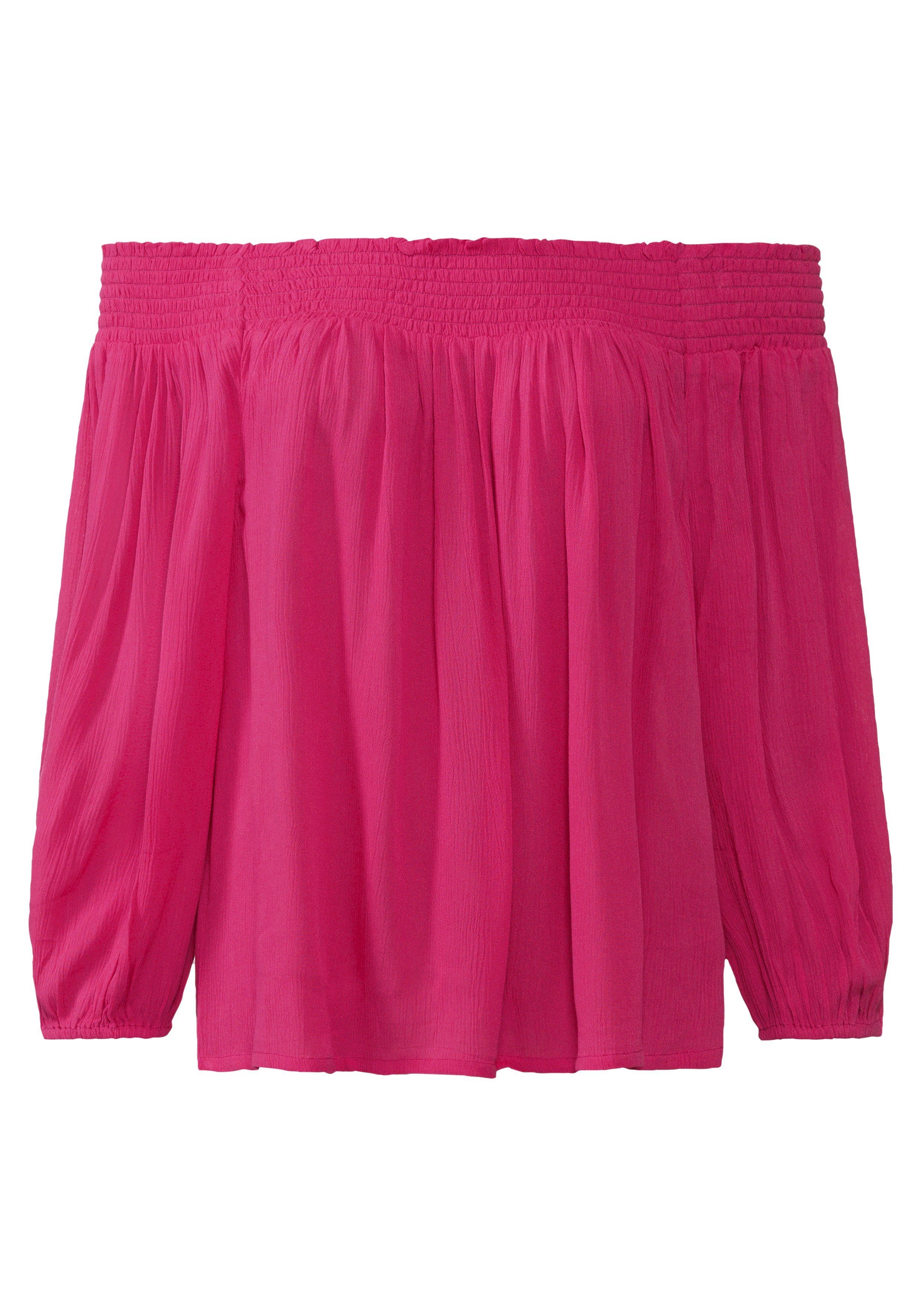 Lascana Blouse met carmenhals in een lichte gekreukte crinkle look, damesblouse, off-the-shoulder