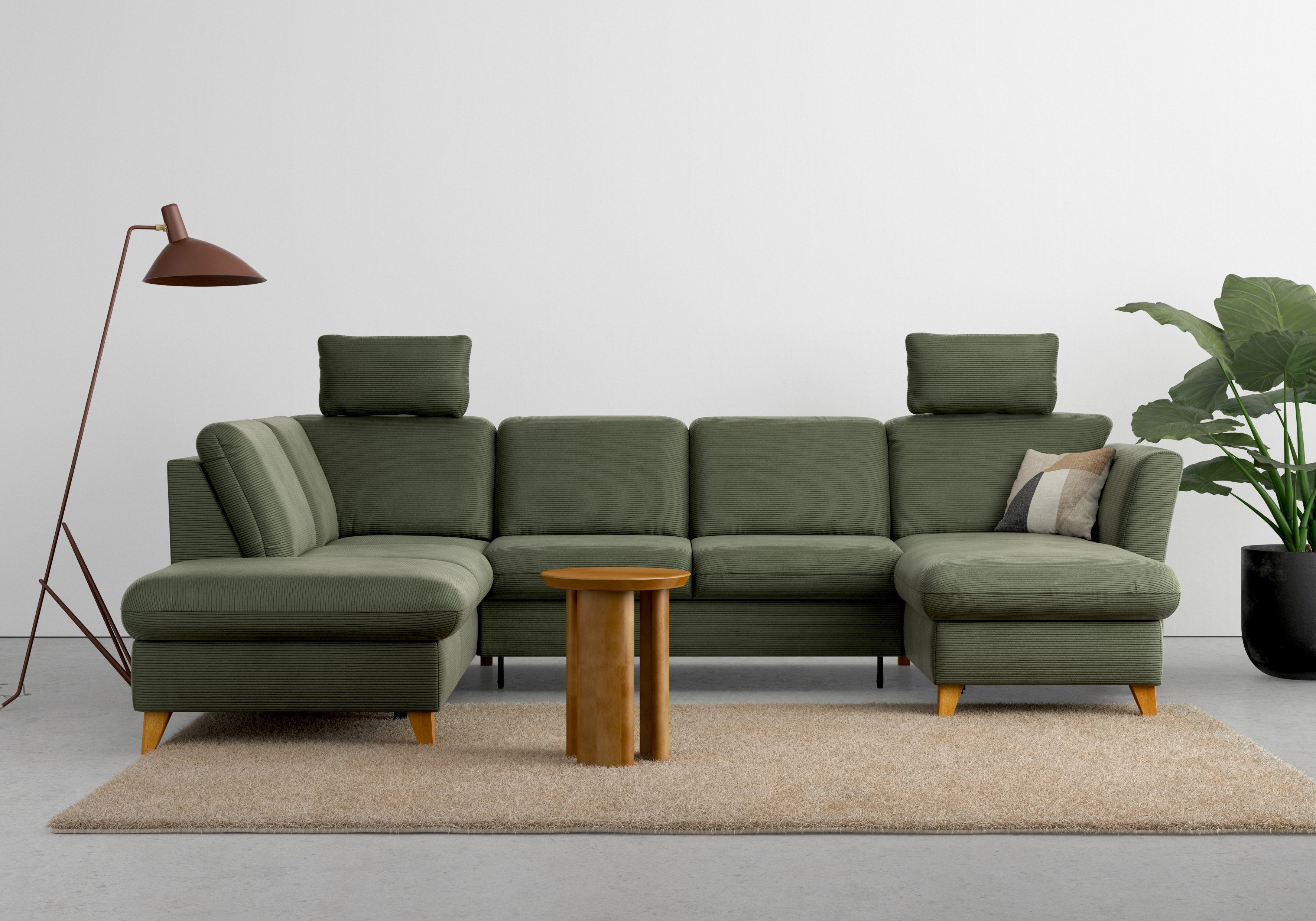 Home affaire Zithoek Trelleborg U-vorm naar keuze met slaapfunctie en bedkist, inclusief binnenveringsinterieur groen, zithoeken, Breedte