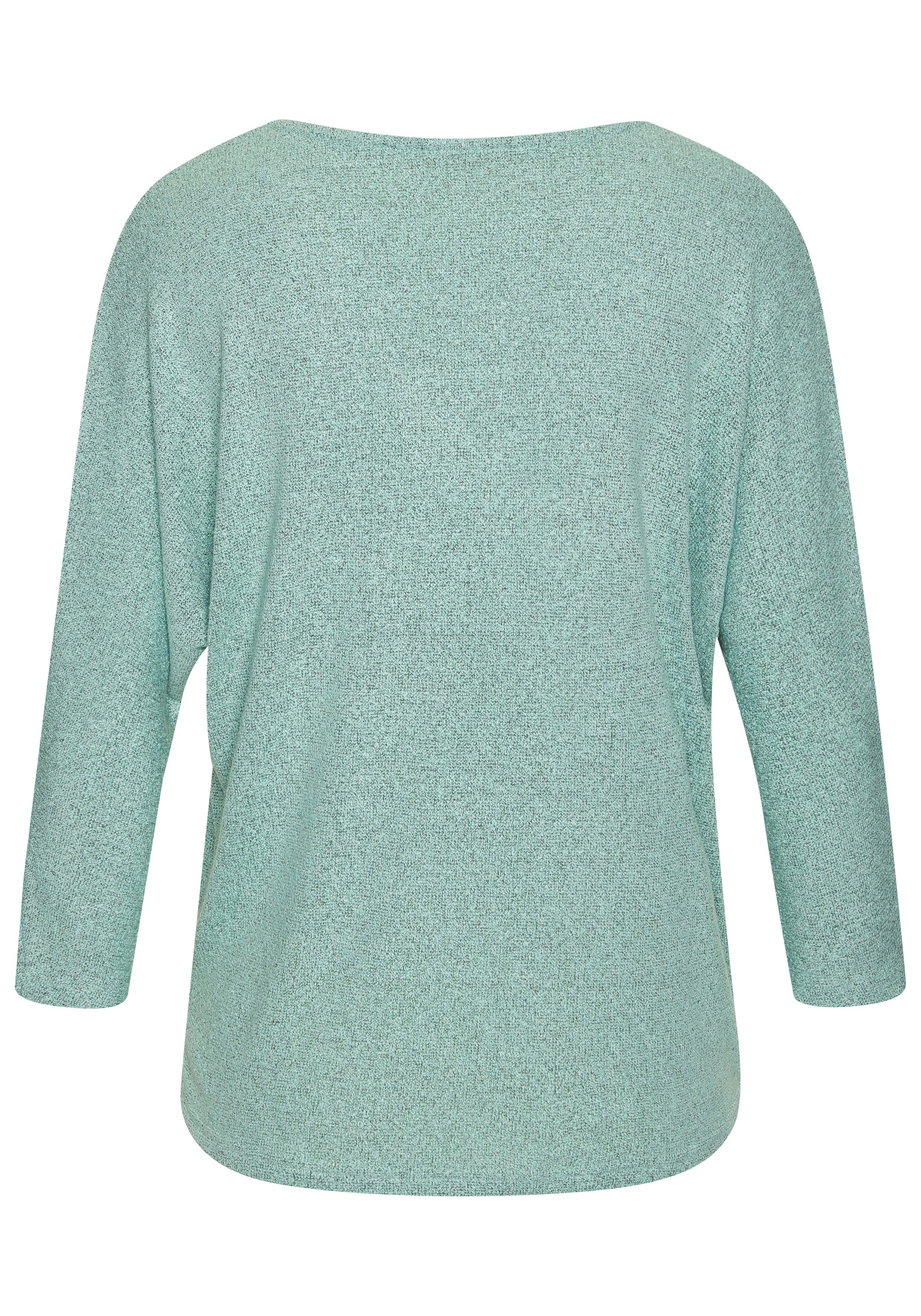 Lascana Shirt met 3/4 mouwen Met fonkelende strassknop van gestructureerde viscosekwaliteit