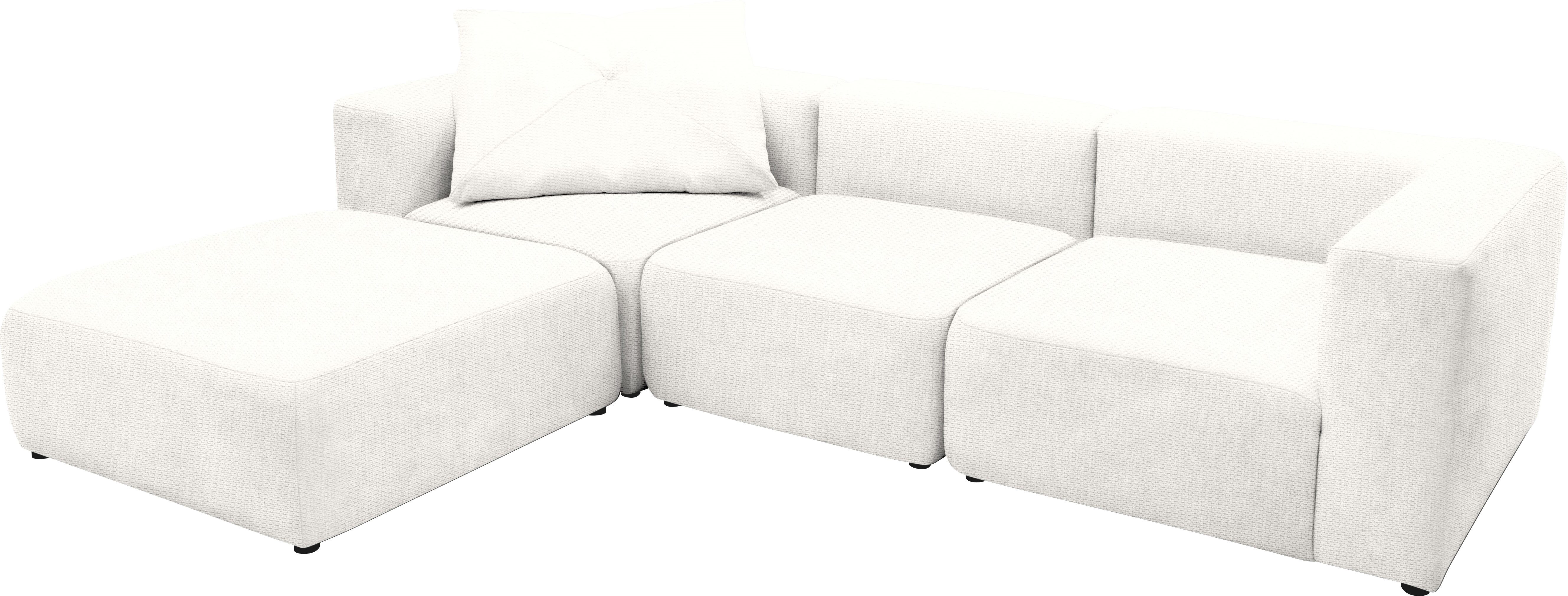andas 3-zitsbank Utvik kan individueel worden samengesteld Modulsofa, bestaande uit 2 hoekelementen, 1 middenstuk en 1 poef