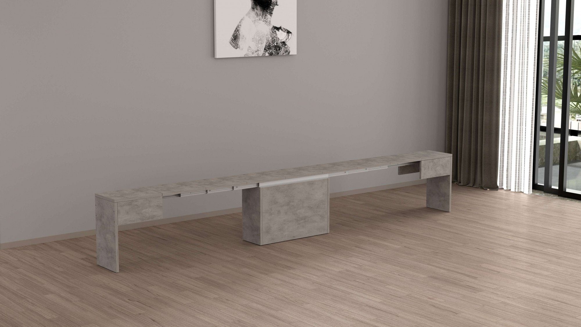INOSIGN Zitbank Praktika, Zitbank, Bank met uittrekfunctie, uittrekbaar van 66 naar 290 cm (1 stuk)