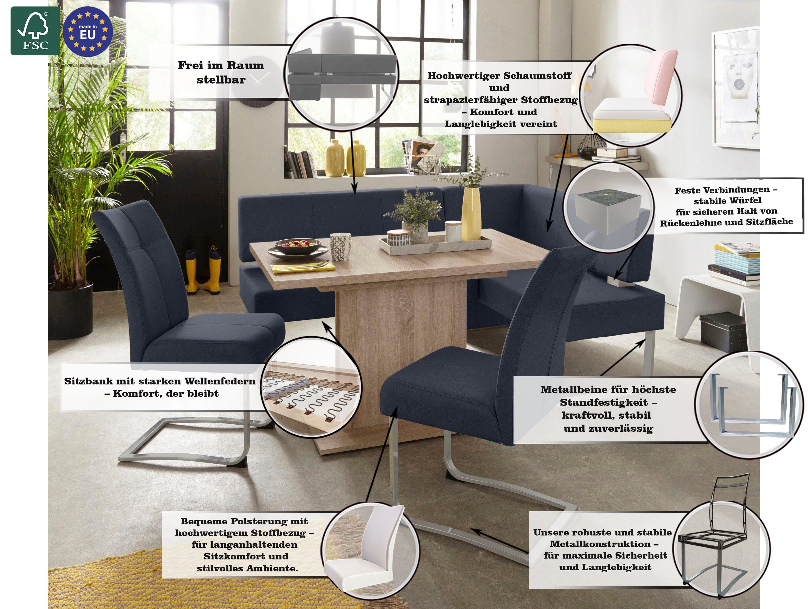 Home affaire Hoekbank RAB in 2 breedten (180 of 200 cm), bekleding in verschillende kwaliteiten