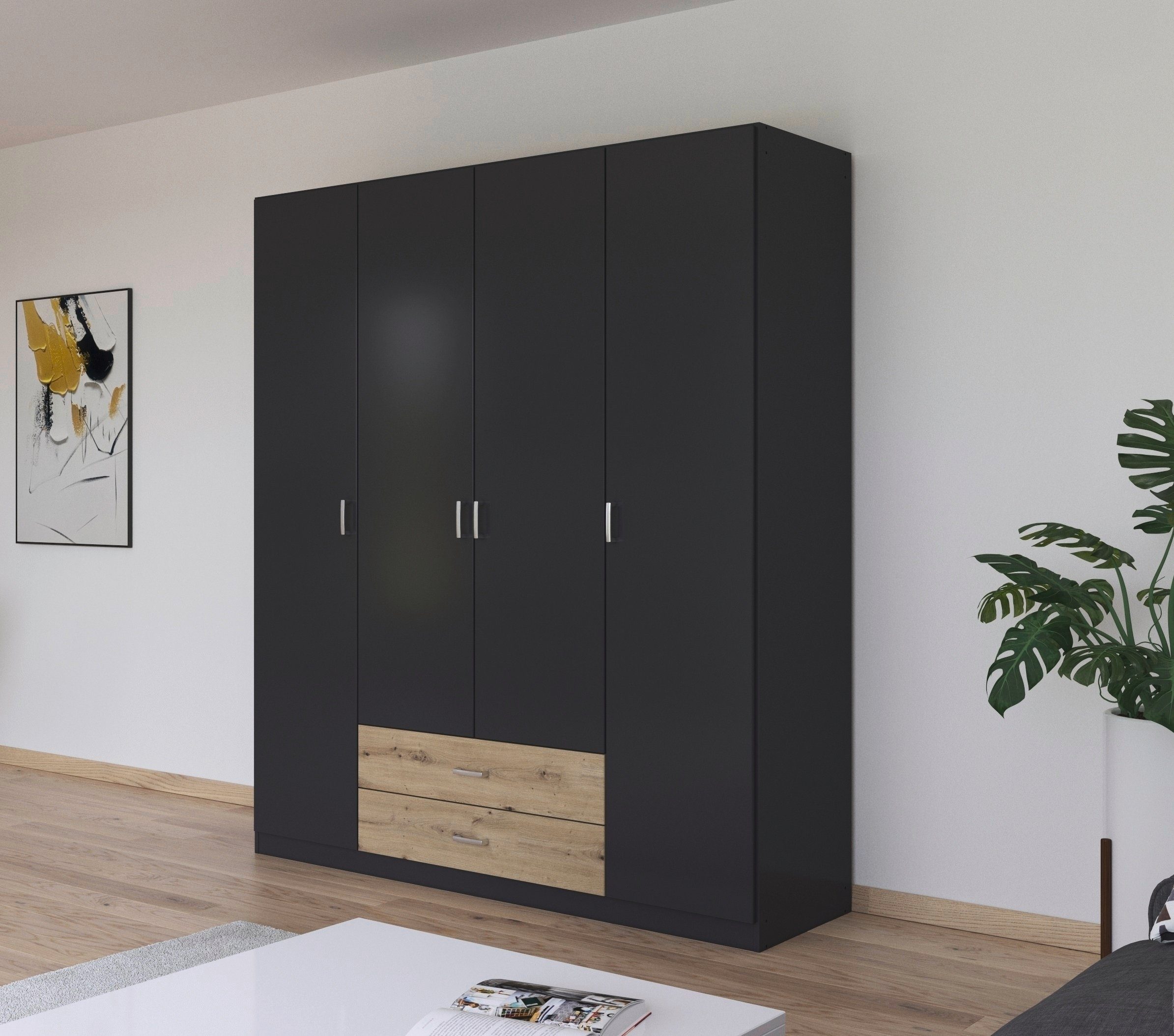 rauch Draaideurkast Kledingkast kast garderobe linnenkast GAMMA in 3 breedtes met 6 lades, in eenvoudig design topseller made in germany
