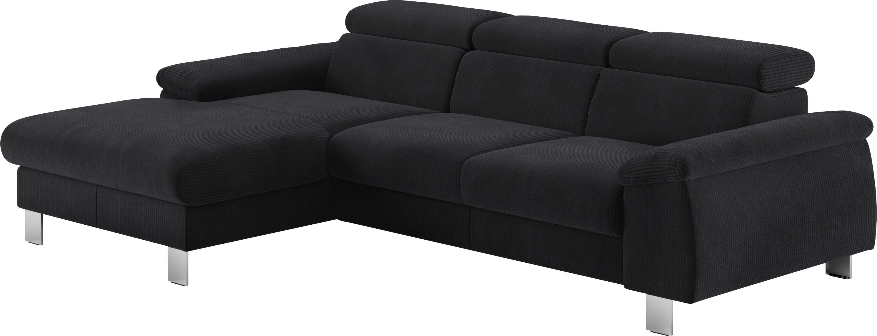 COTTA Hoekbank Komaris L-vorm met hoofdeindeverstelling keuze met bedfunctie, bedlade & verlichting