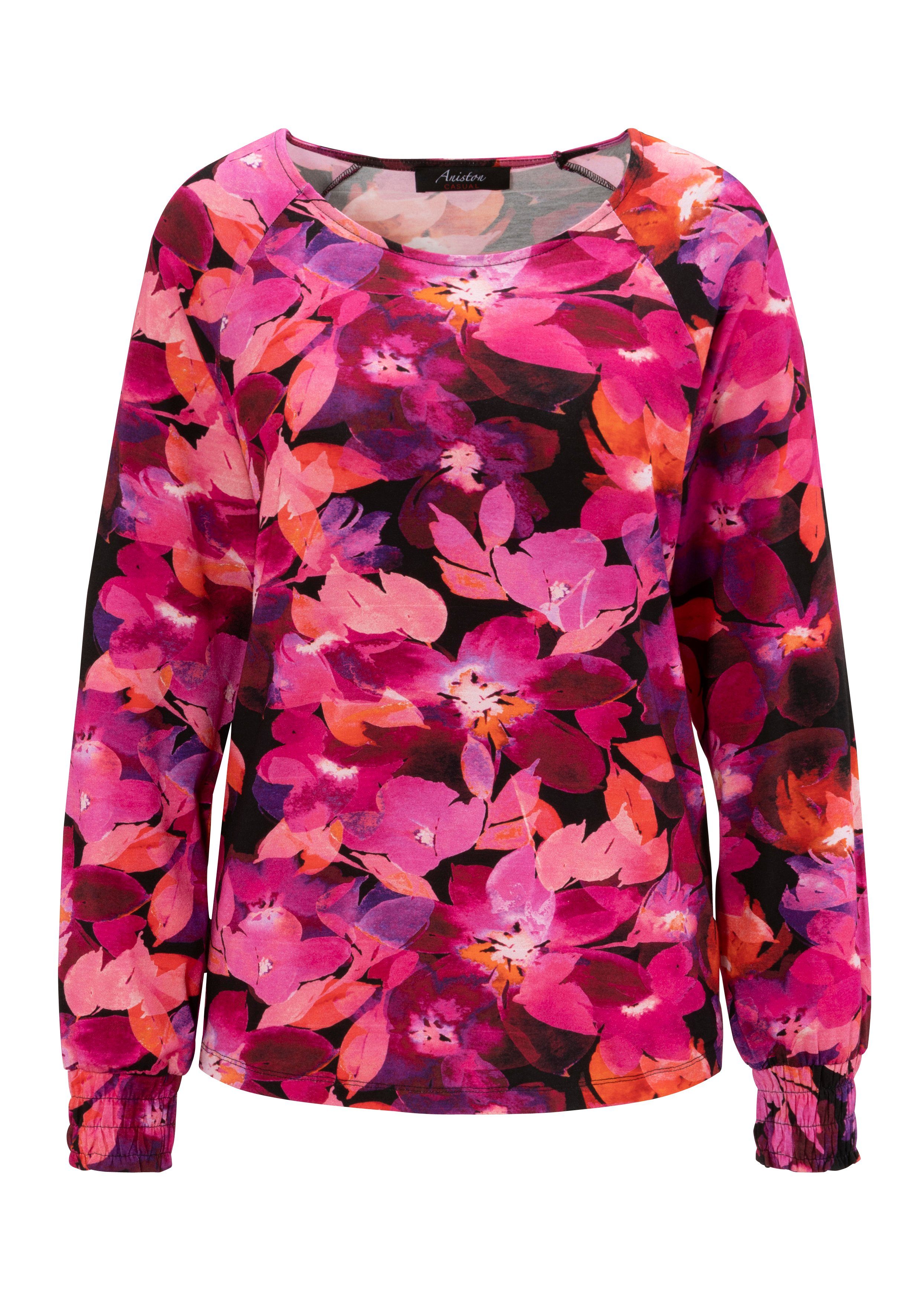 Aniston CASUAL Shirt met lange mouwen met betoverende bloemenprint nieuwe collectie