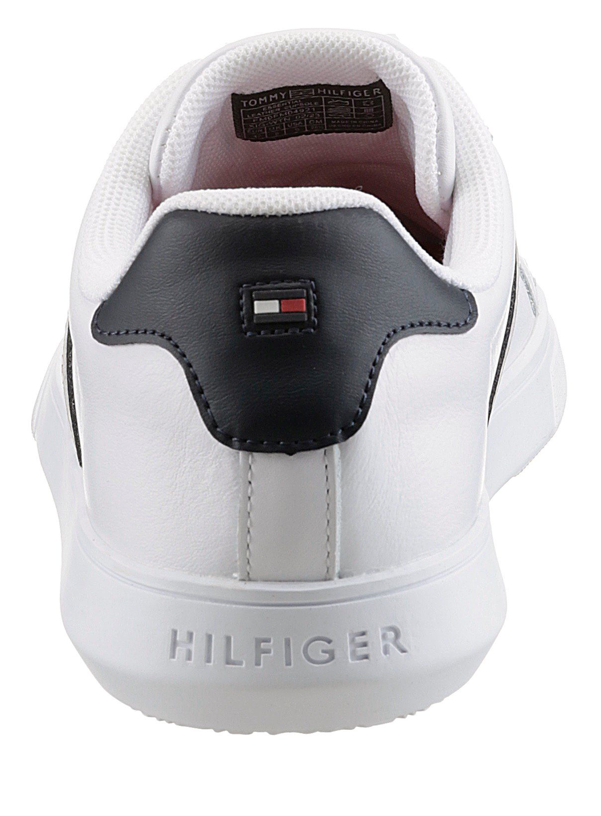 Tommy Hilfiger Sneakers ESSENTIAL LEATHER CUPSOLE met typische strepen, vrijetijdsschoen, lage schoen, veterschoen