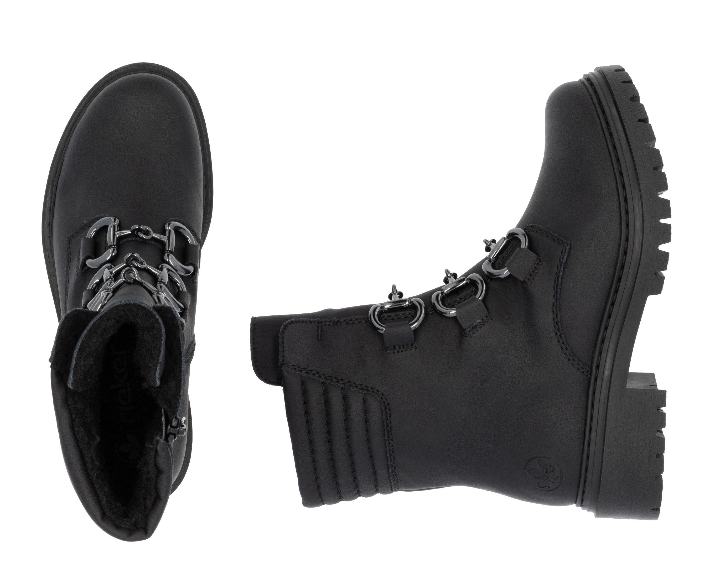 Rieker Winterlaarsjes winterlaarzen, bikerboots, hakken, met gewatteerde schaprand