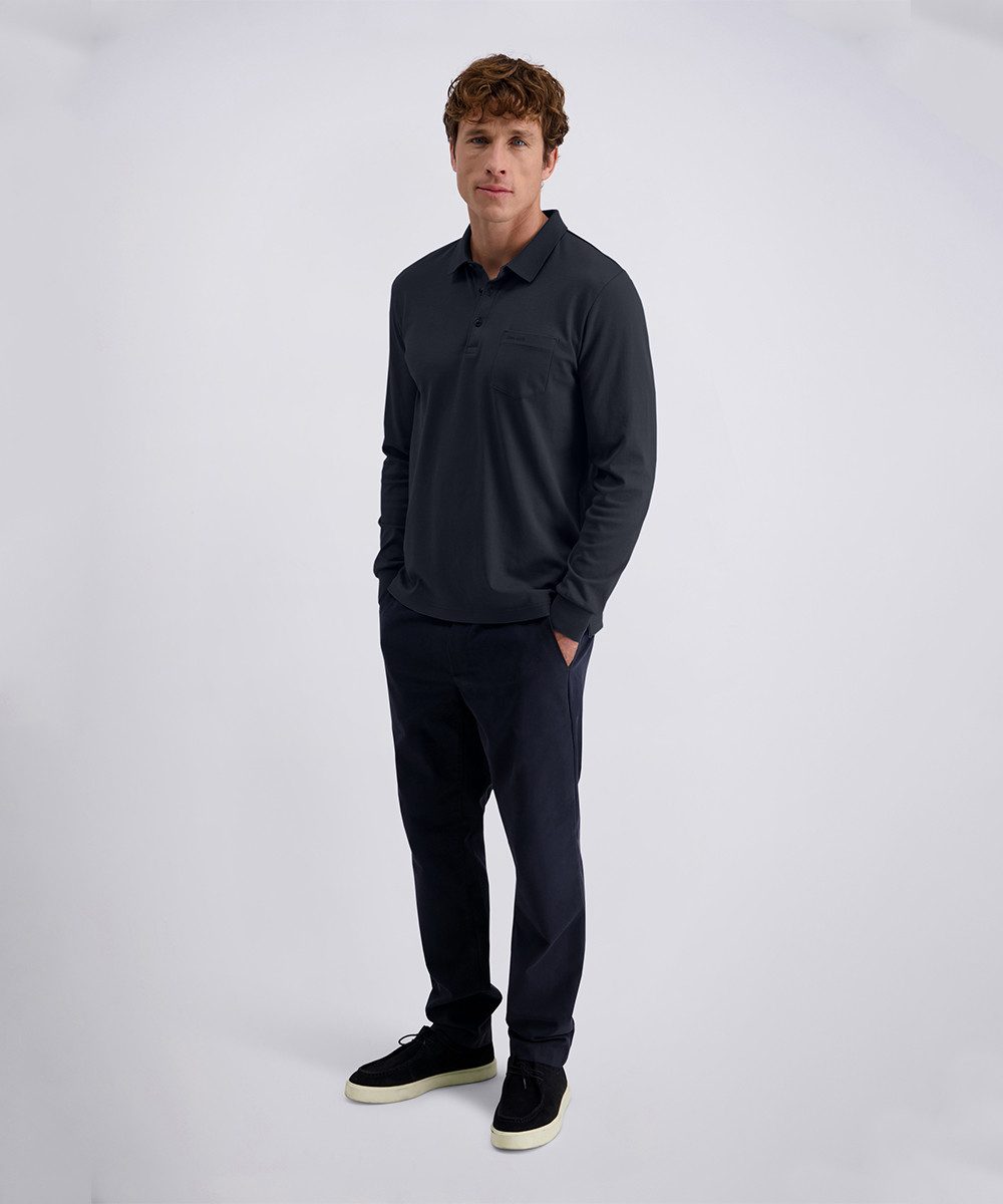 Pierre Cardin Poloshirt met lange mouwen Borstzak met merkapplicatie