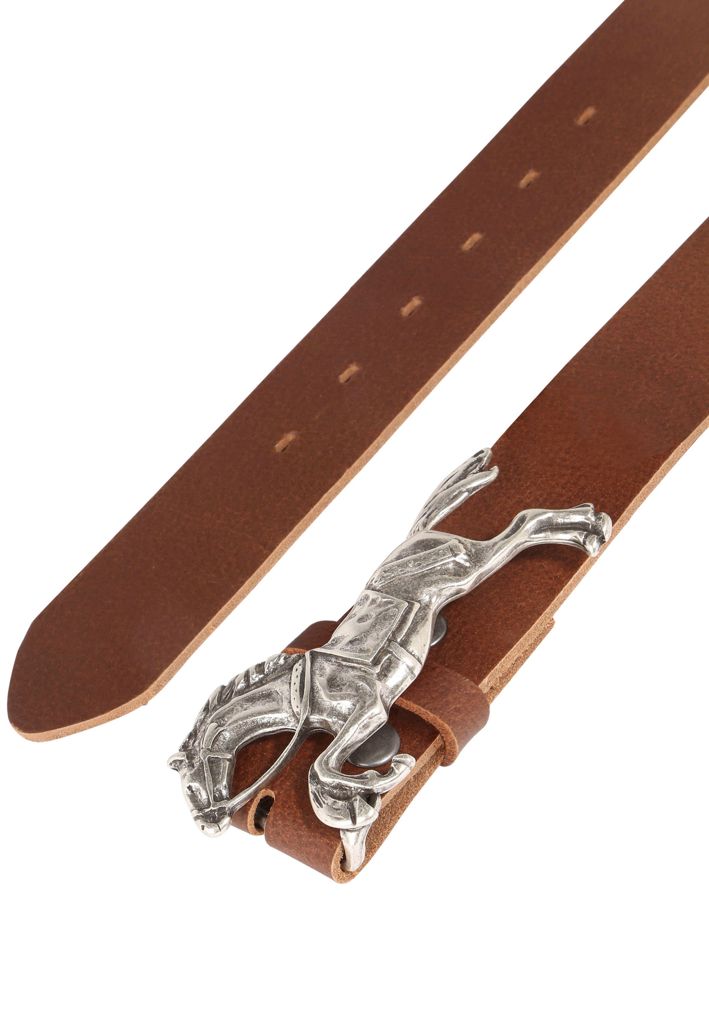 RETTUNGSRING by showroom 019° Leren riem met verwisselbare sluiting "renpaard"