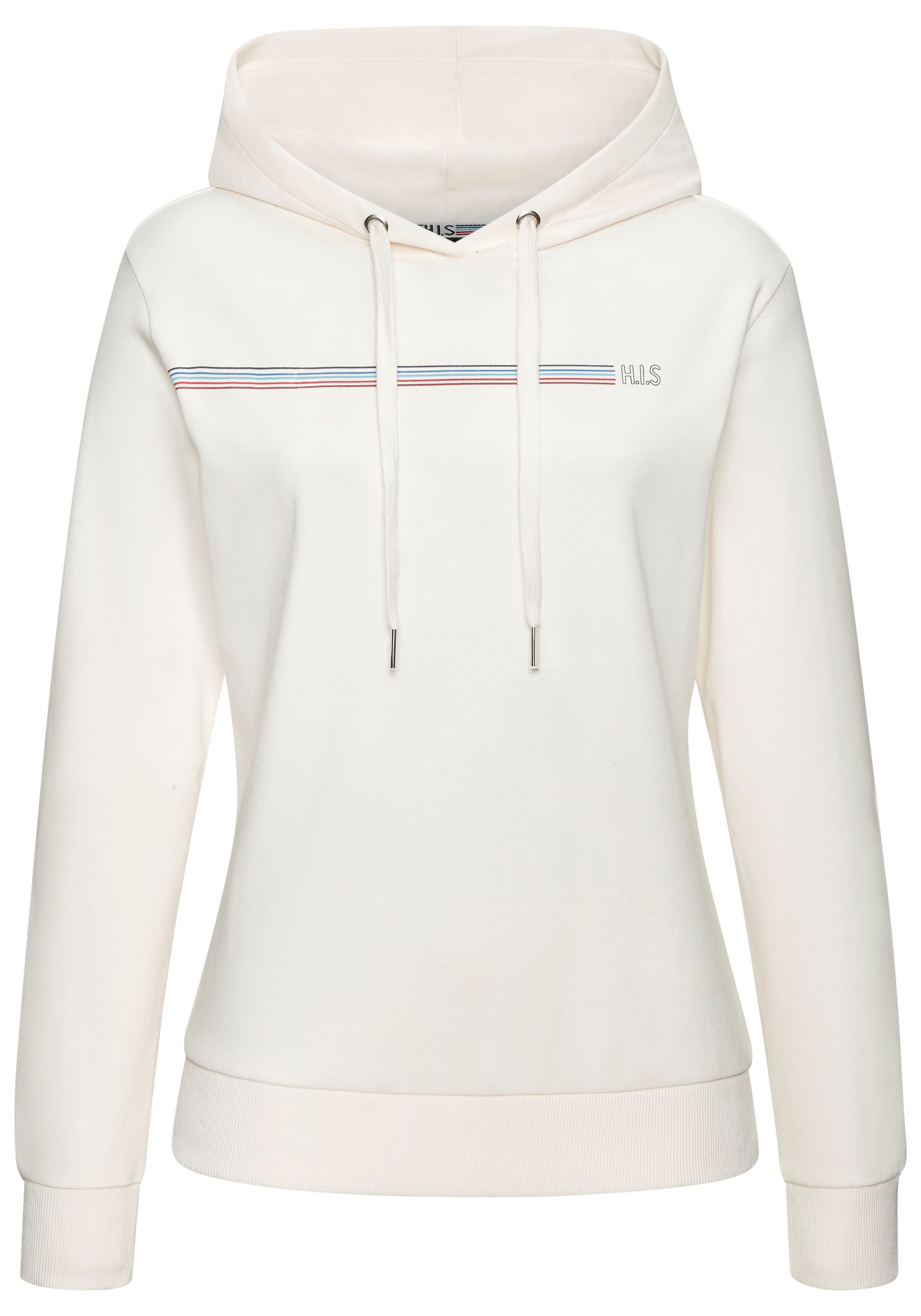 H.I.S Hoodie met kangoeroe zak en streepdru print