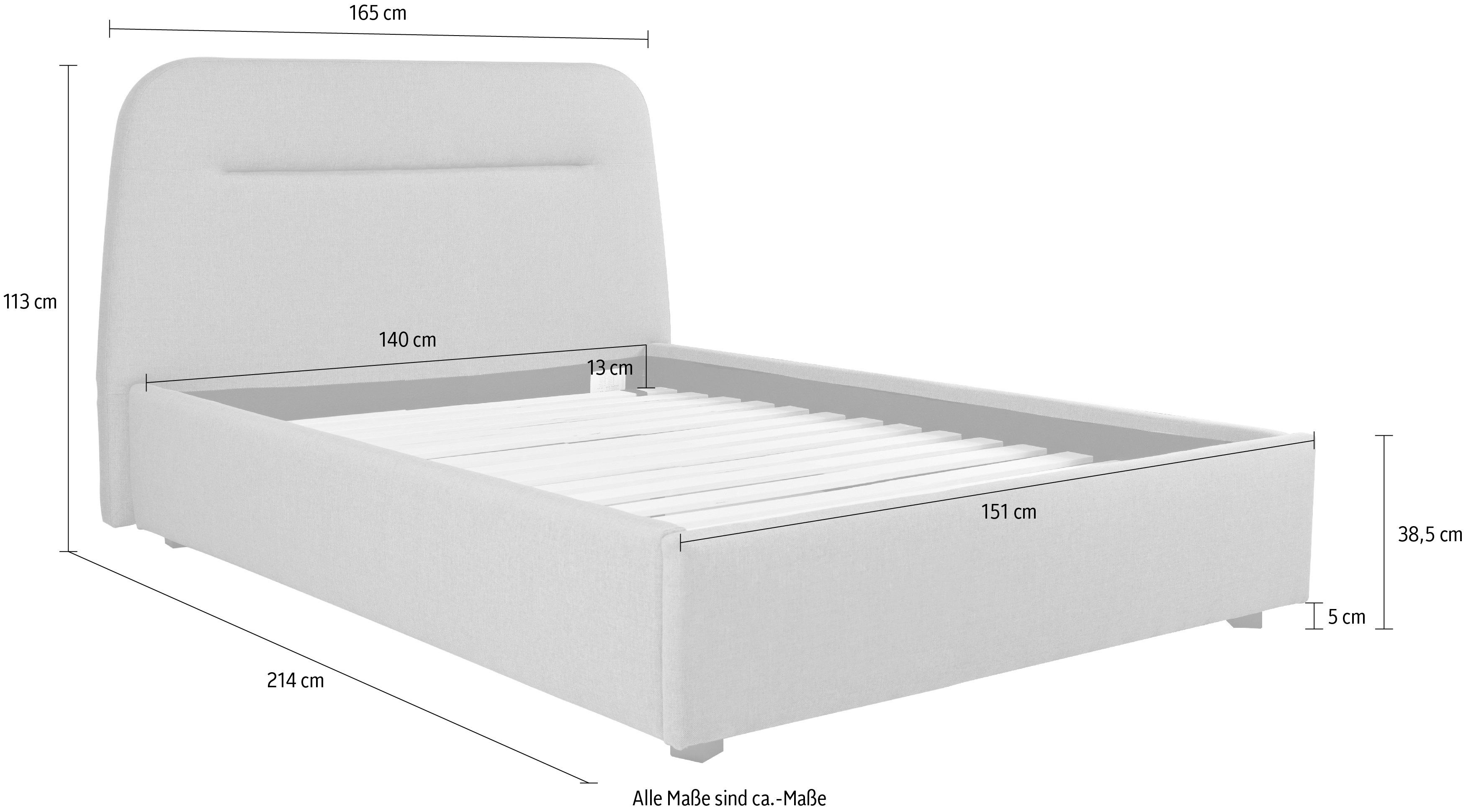INOSIGN Gestoffeerd bed Lolana inclusief lattenbodem, verkrijgbaar in 140 & 180 cm breedte