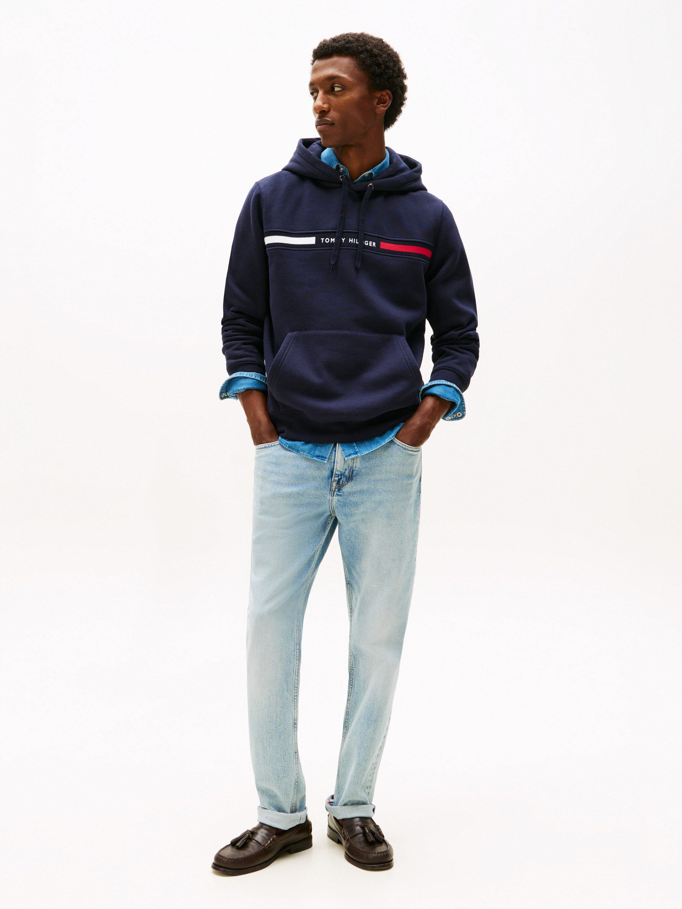 Tommy Hilfiger Hoodie HILFIGER CHEST INSERT HOODY met capuchon, kangoeroezak, logo-inscriptie