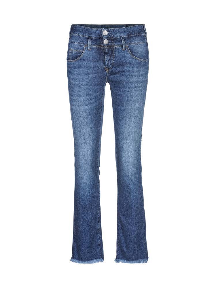 Herrlicher Bootcut Jeans Baby Cropped Org Dnm in cropped lengte met onafgewerkte zoom